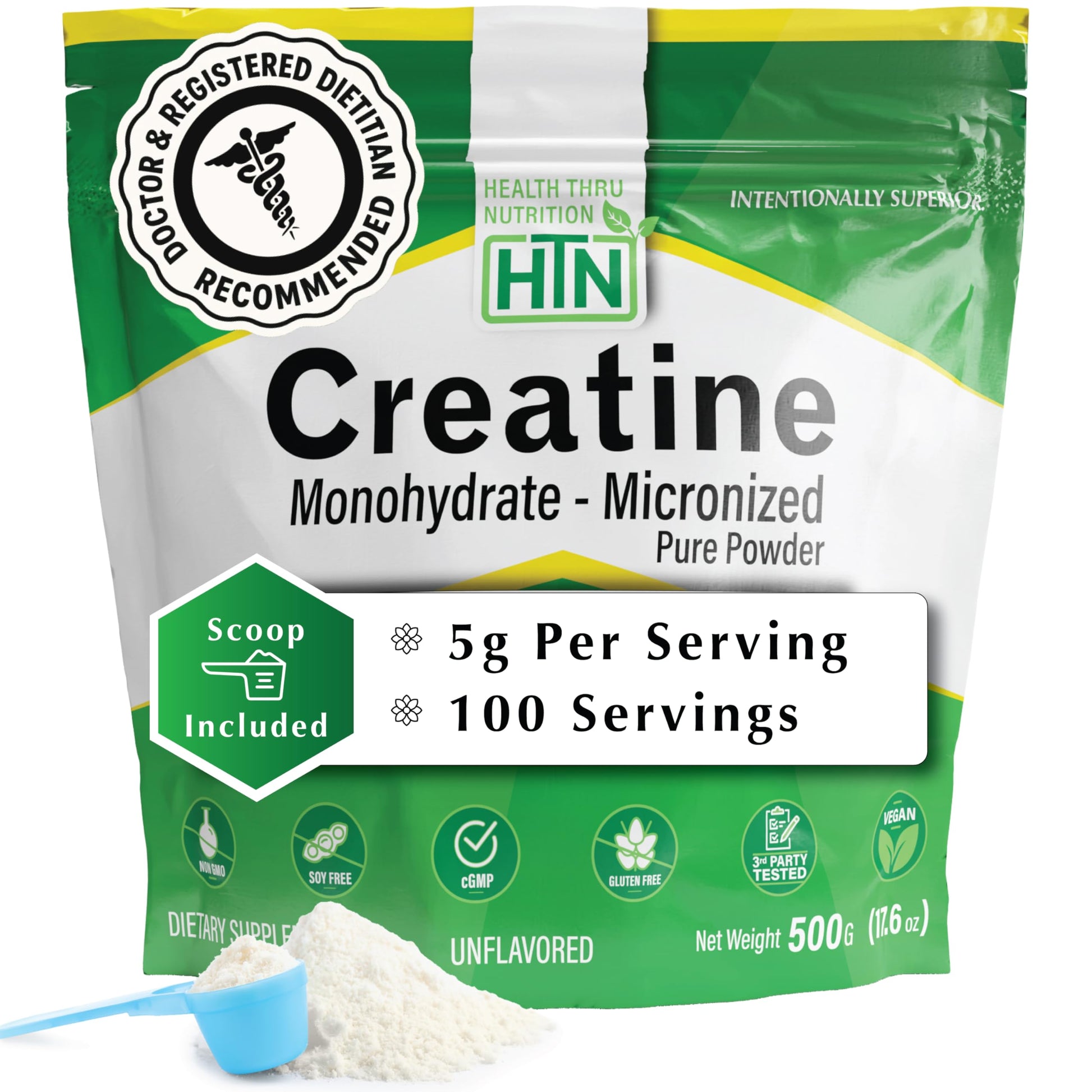 Health Thru Nutrition Creatine Monohydrate Micronized Powder, 17.6 oz
