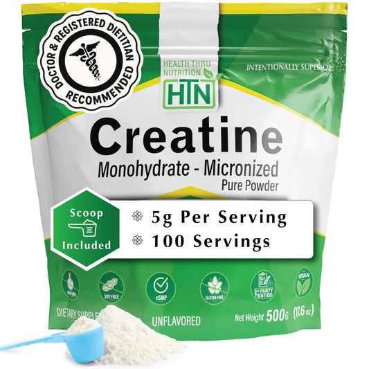 Health Thru Nutrition Creatine Monohydrate Micronized Powder, 17.6 oz