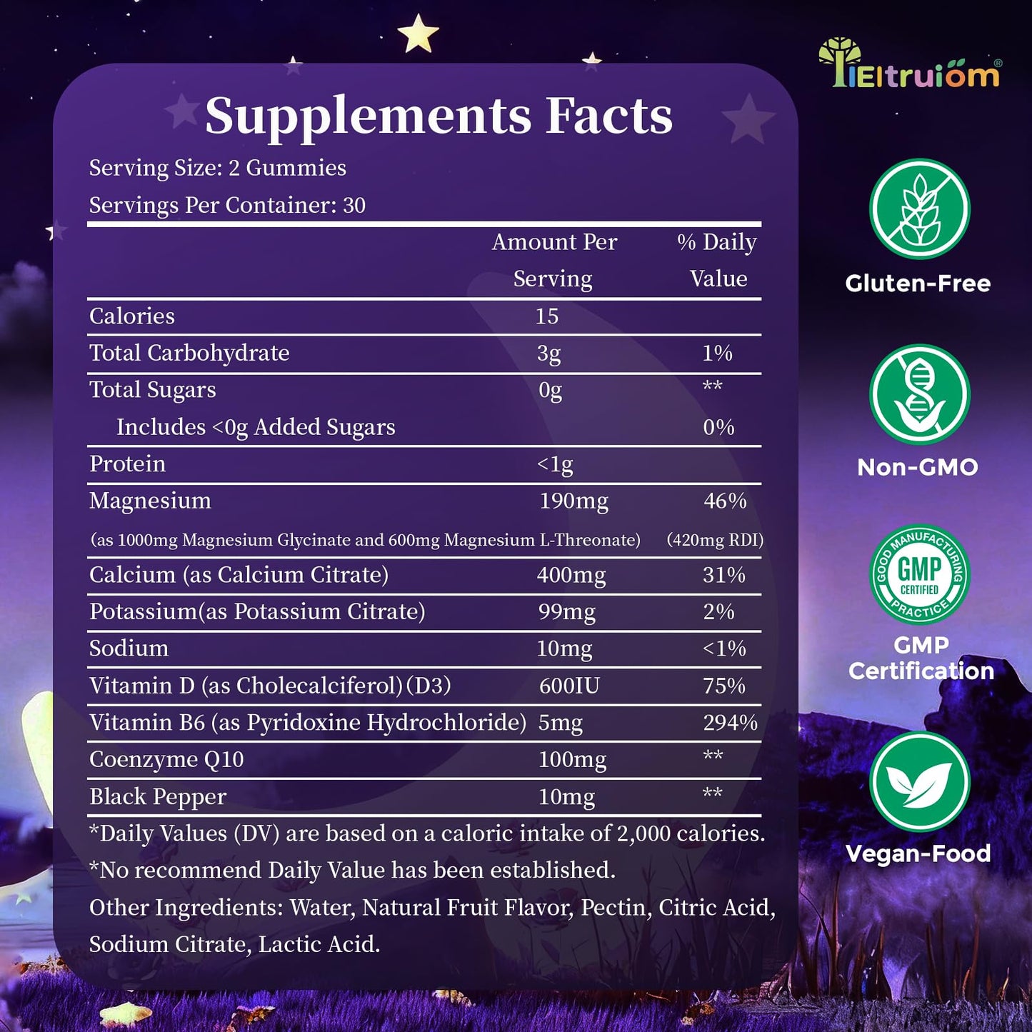 IIEltruiom Liposomal Magnesium Complex 190mg for Kids, Gummies, 60 Count