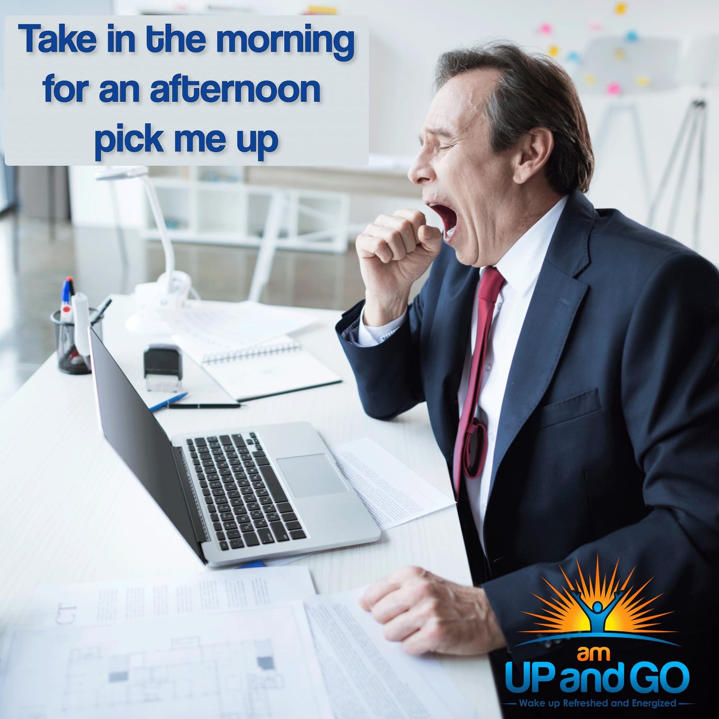 amUPandGO Natural 8 hr Delayed Release Caffeine Pill When Taken at Bedtime Helps You Wake Up 8 hrs Later Refreshed & Energized - Take in The Morning and Beat The Afternoon Slump Vegan 30 Tablets