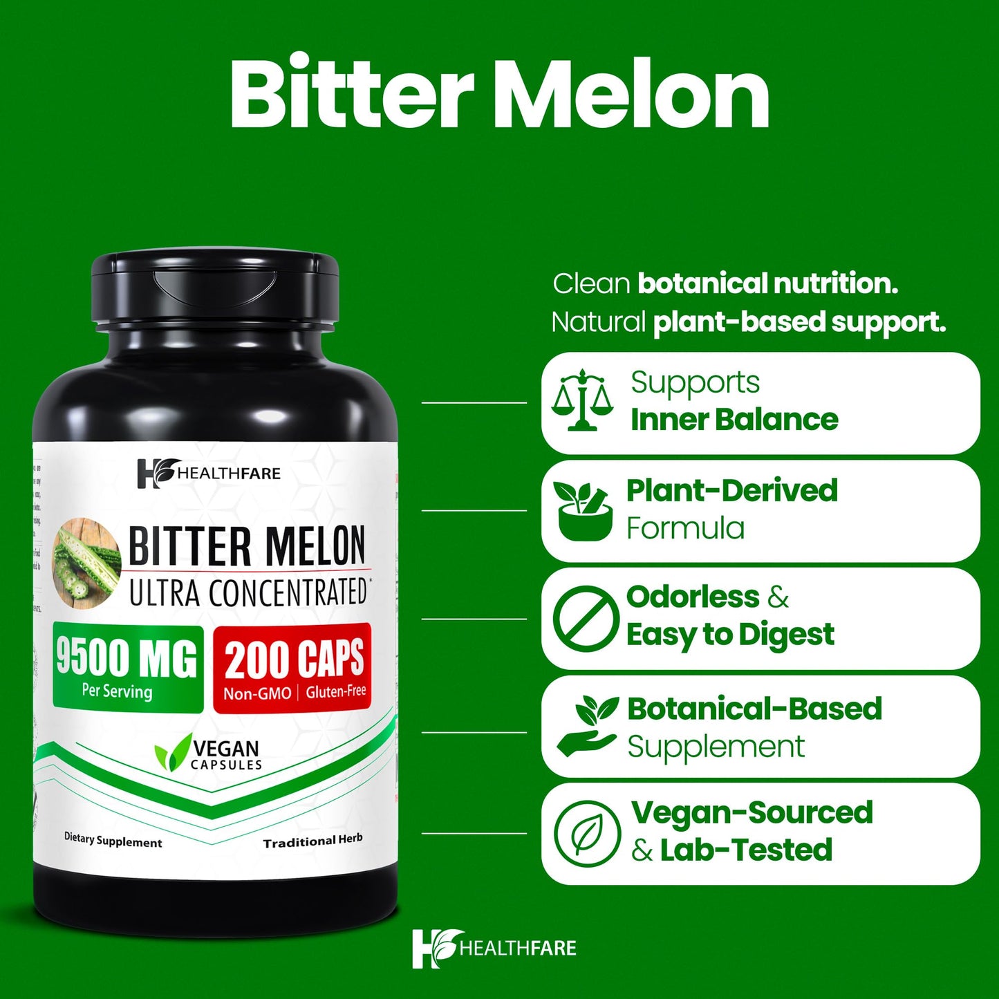 Healthfare Bitter Melon Capsules 200 Count