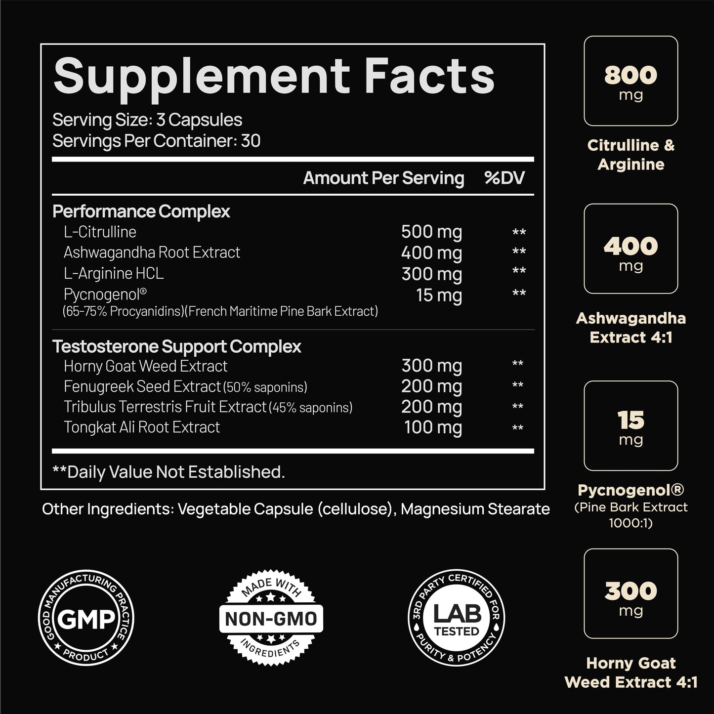 TERRA ELMNT Total T Testosterone Booster for Men 8X Strength Capsules, 90 Count