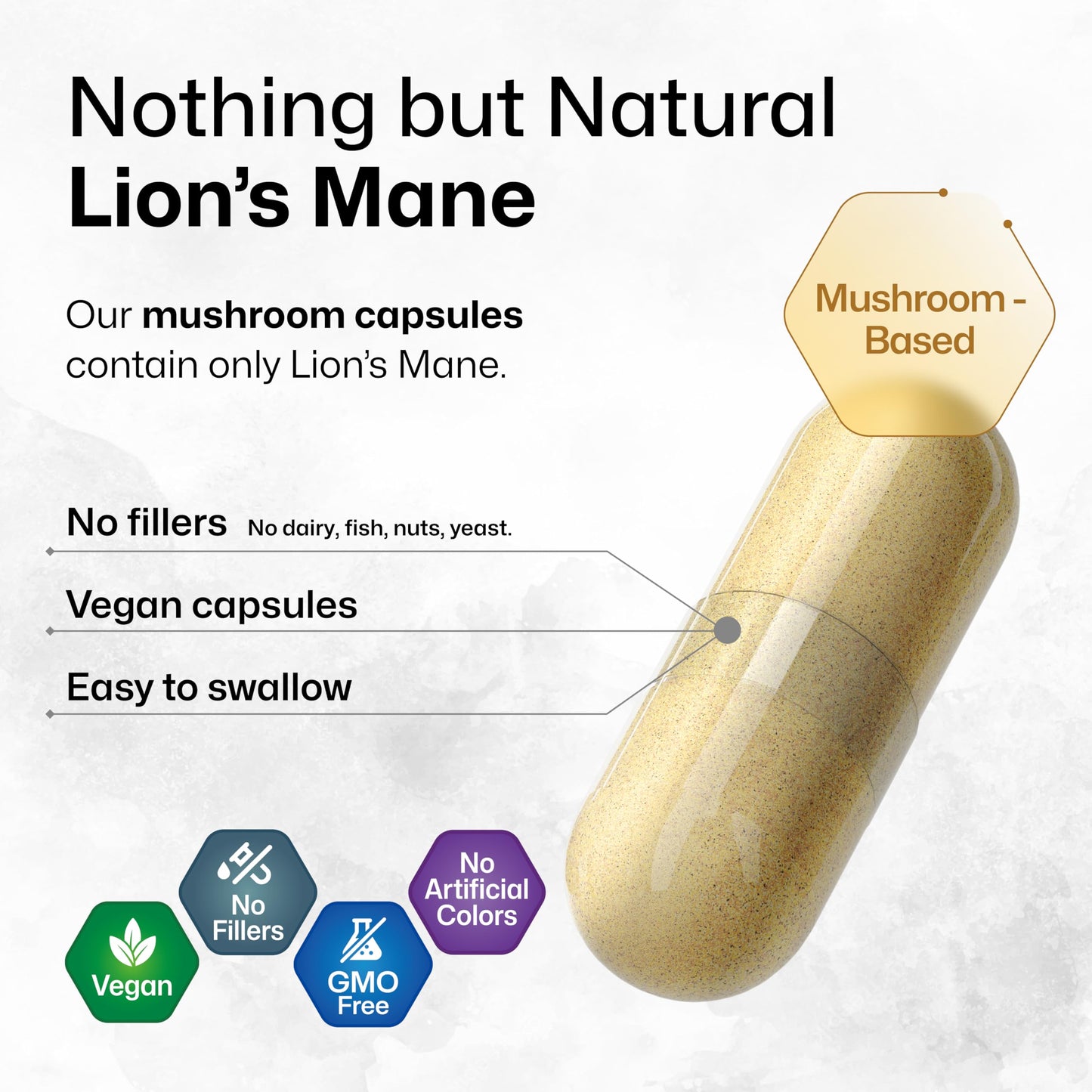 BIO KRAUTER Lions Mane for Focus Support & Brain Health - Vegan Lion's Mane Mushroom Supplement, 1800 mg per Serving, 250 Capsules