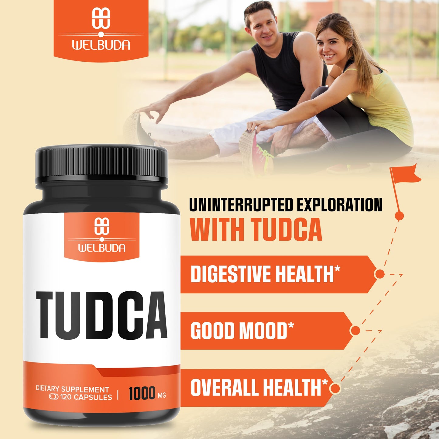 WELBUDA 8in1 Tudca 1000mg Supplement Capsules, 120 Count