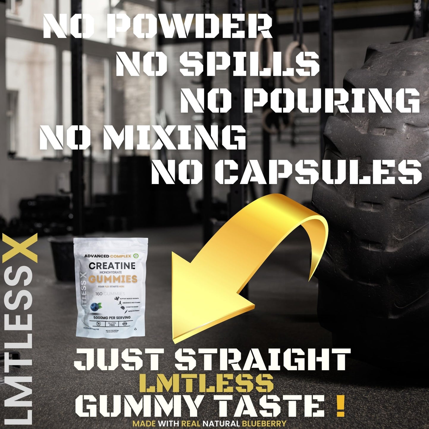 LMTLESS X Creatine Gummies Monohydrate with B12 160 Gummies