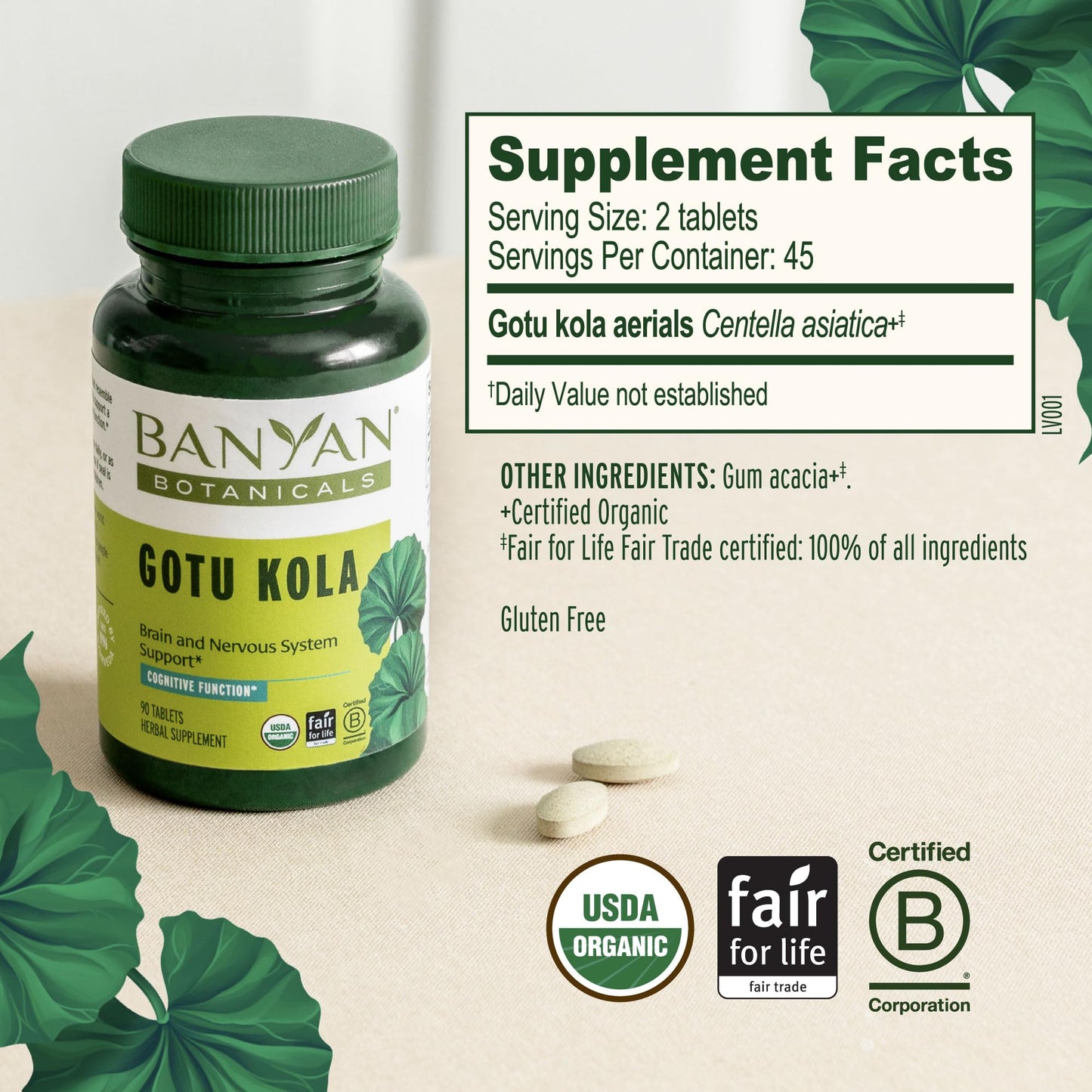 Banyan Botanicals Gotu Kola Tablets, 90 Tablets
