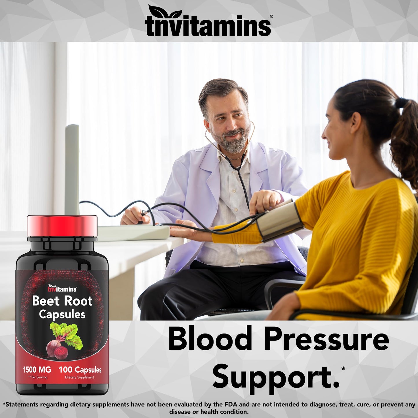 TNVitamins Beet Root 1500 mg Capsules, 100 Count
