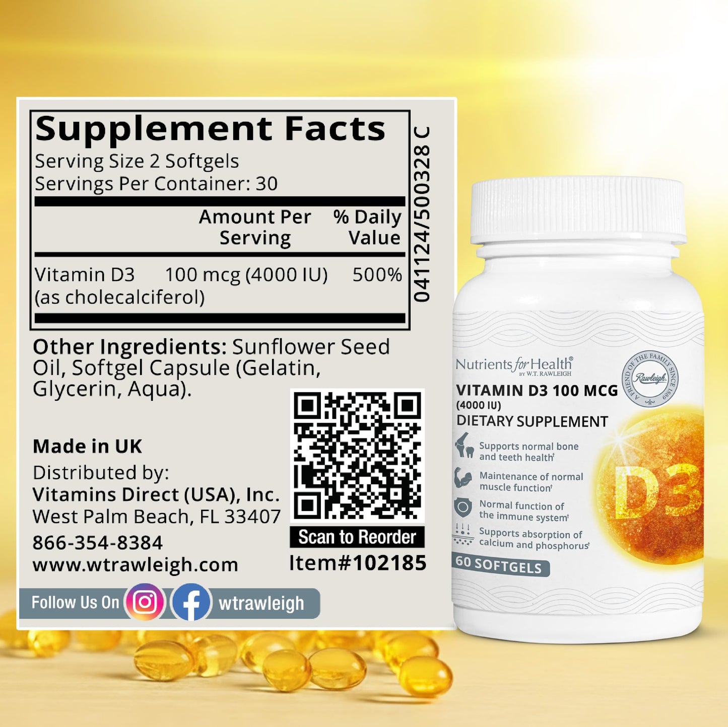 Rawleigh Vitamin D3 50 MCG Softgels 60 Count