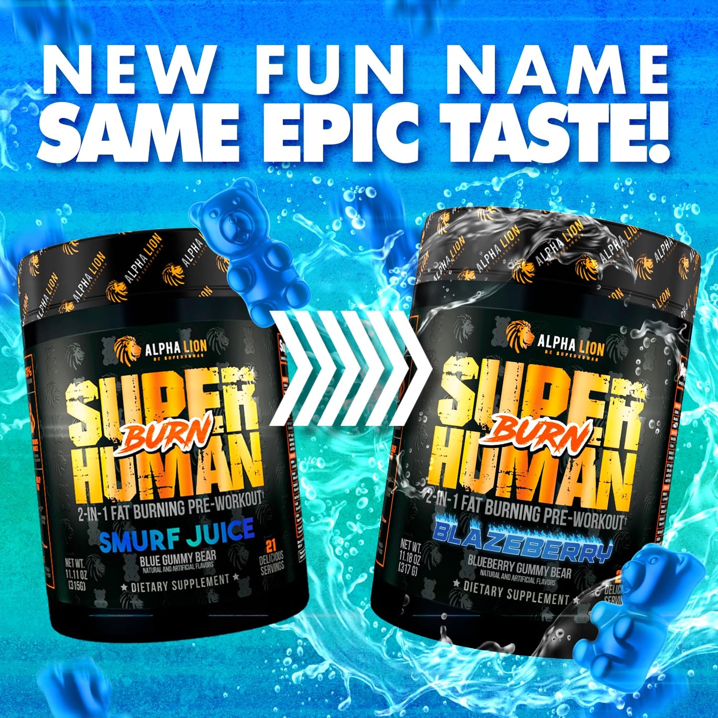 ALPHA LION Superhuman Burn – 2 in 1 Metabolism Booster Pre Workout and Thermogenic Fat Burner for Men – Appetite Suppressant and Weight Loss Supplement Powder, 10.96 Ounce