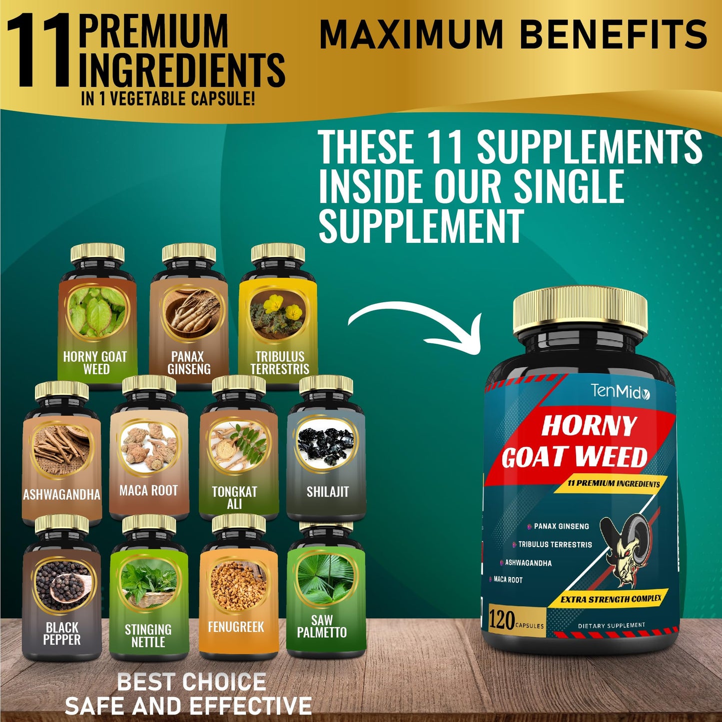 Tenmido Horny Goat Weed Extract Capsules 120