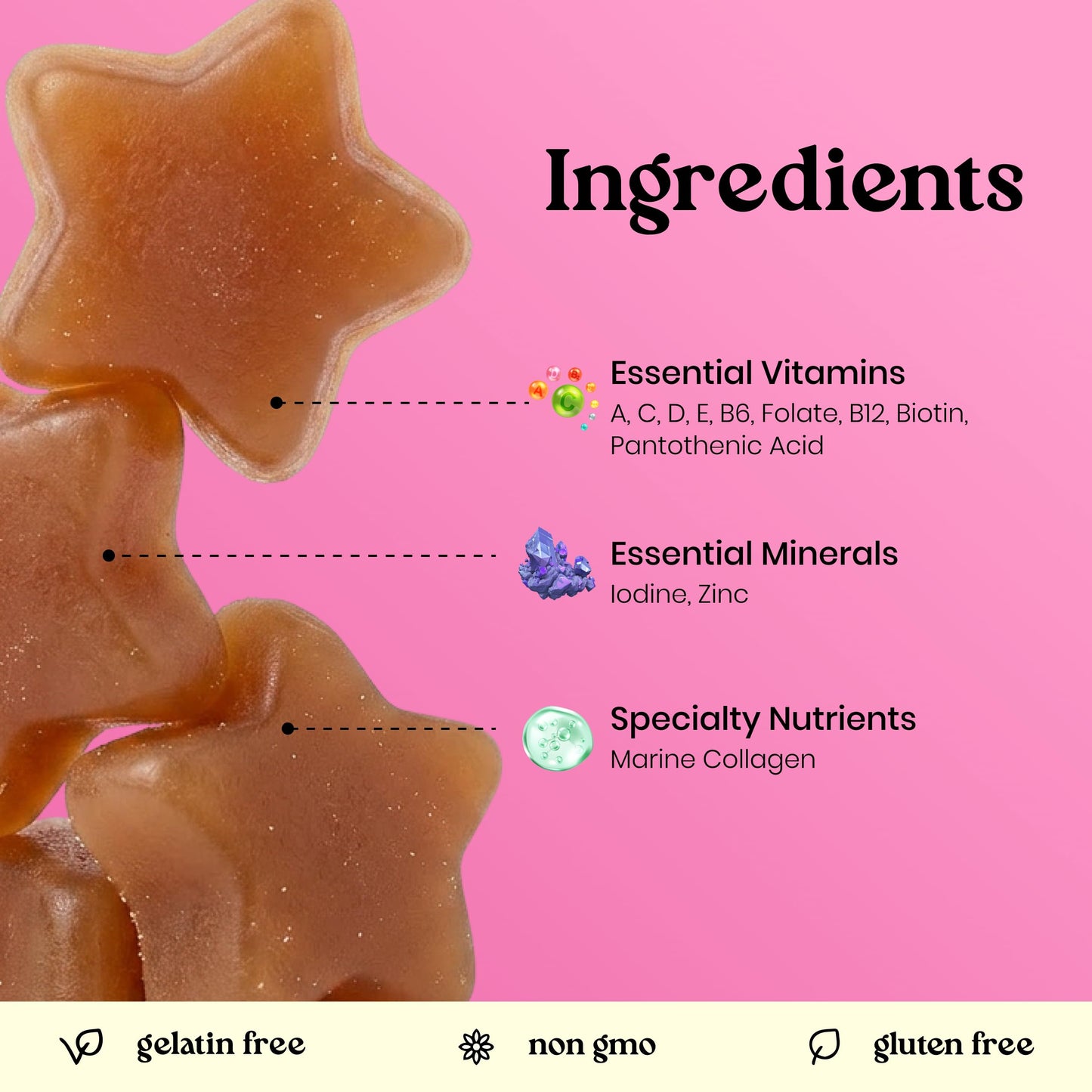 VITA GLOBE Hair, Skin & Nails + Collagen Gummies – 20mg with Vitamins A, C, D, E, B6 & Biotin, Beauty & Wellness Supplement for Healthy Hair Growth, Radiant Skin & Strong Nails, 60 Gummies