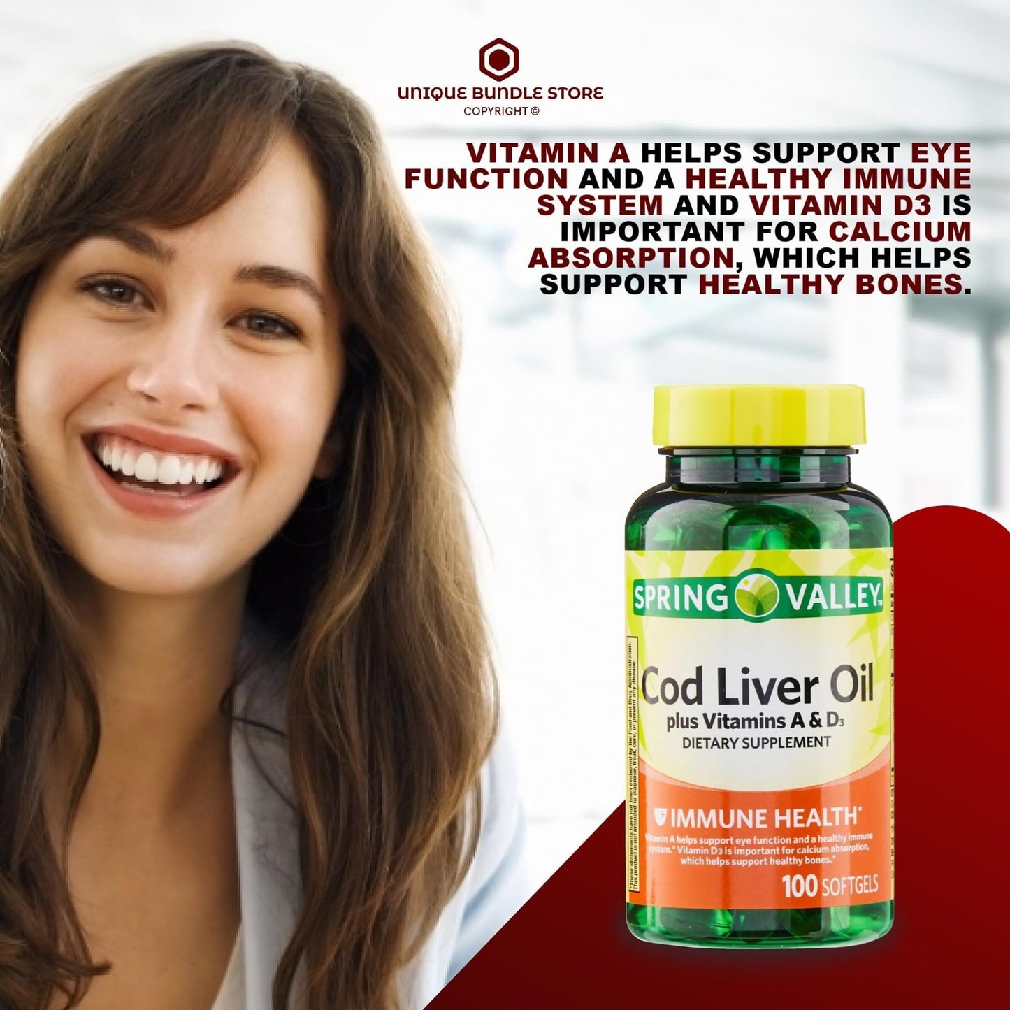 Unique Bundle Store Cod Liver Oil Plus Vitamins A & D3 Softgels 200 Count