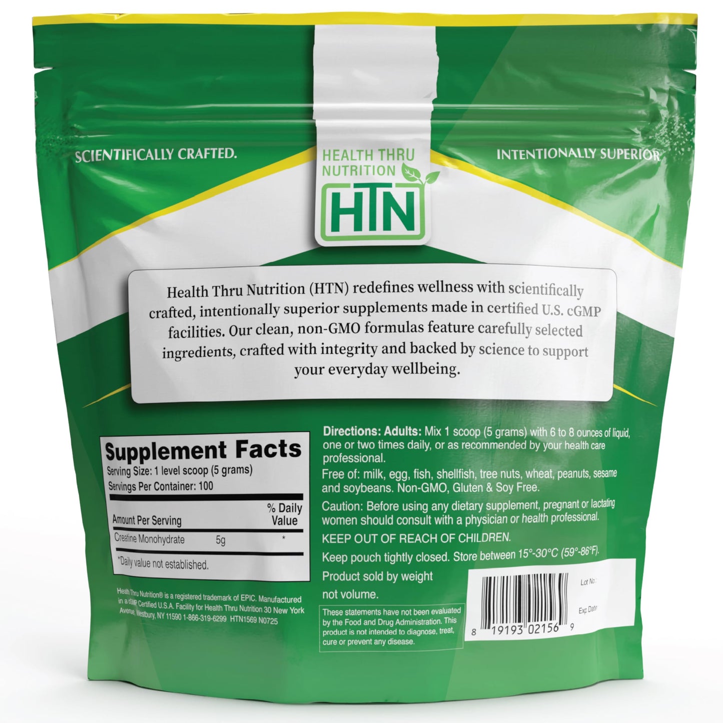 Health Thru Nutrition Creatine Monohydrate Micronized Powder, 17.6 oz