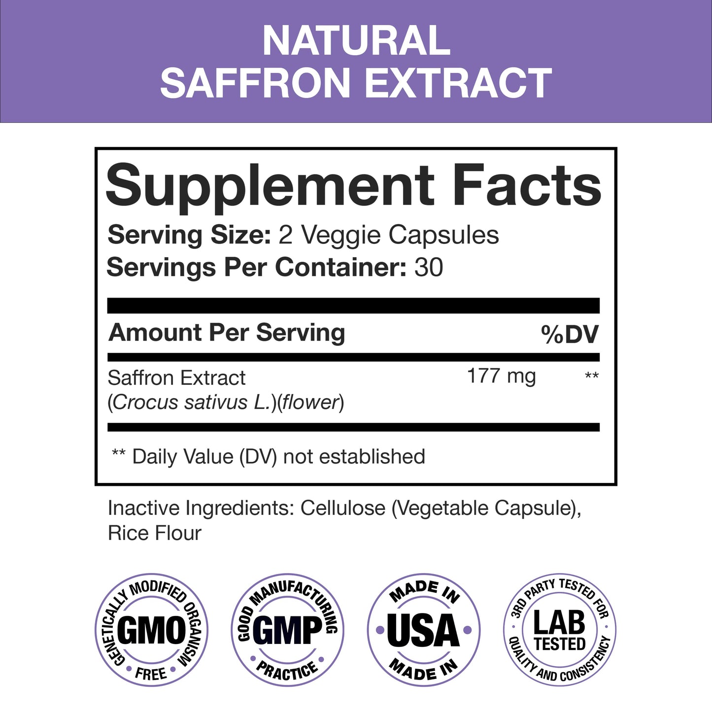 Nutra Simple Saffron Supplements 177mg Pure Saffron Extract Capsules, 60 Capsules