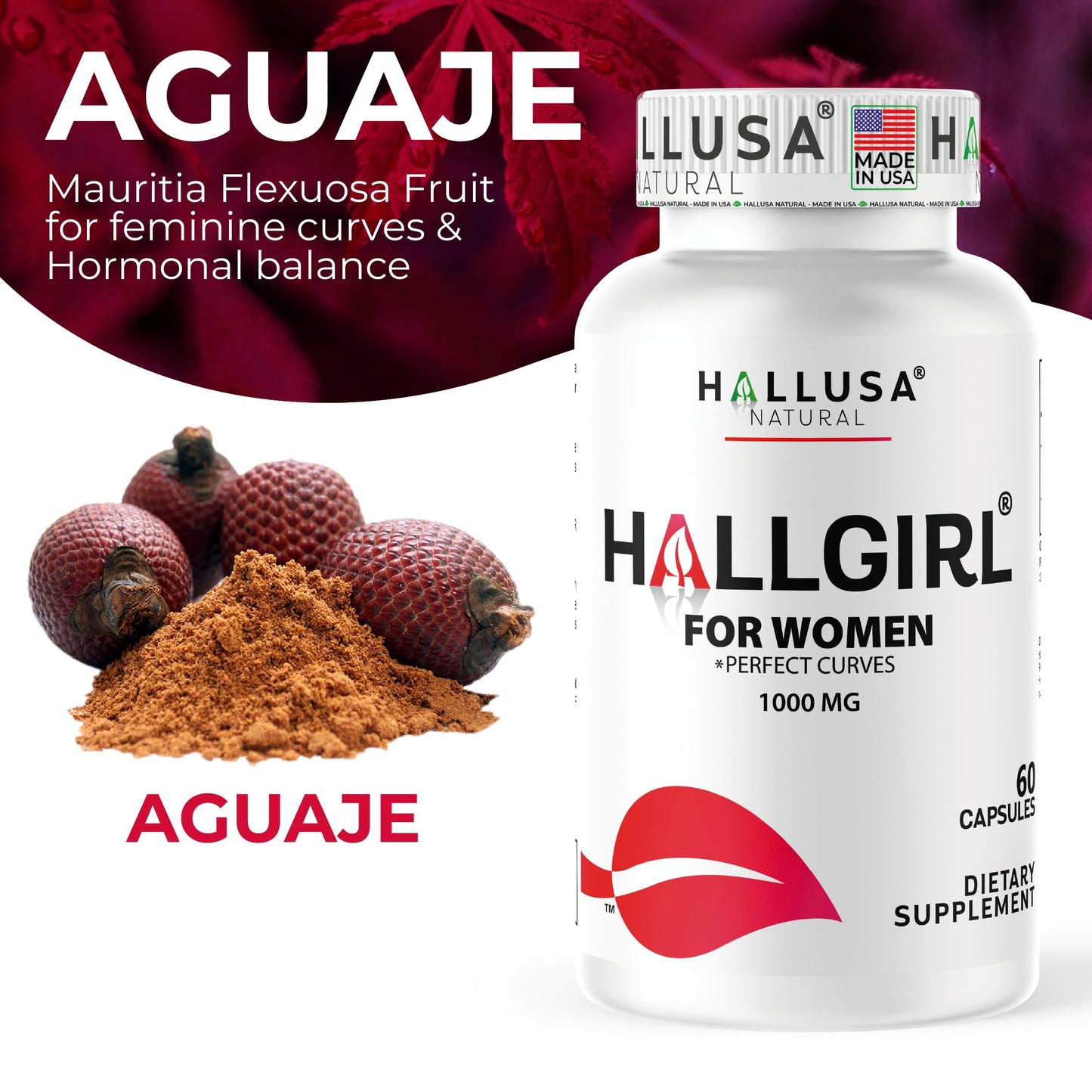 Hallusa Natural HALLGIRL Aguaje Curves Capsules 60 Count