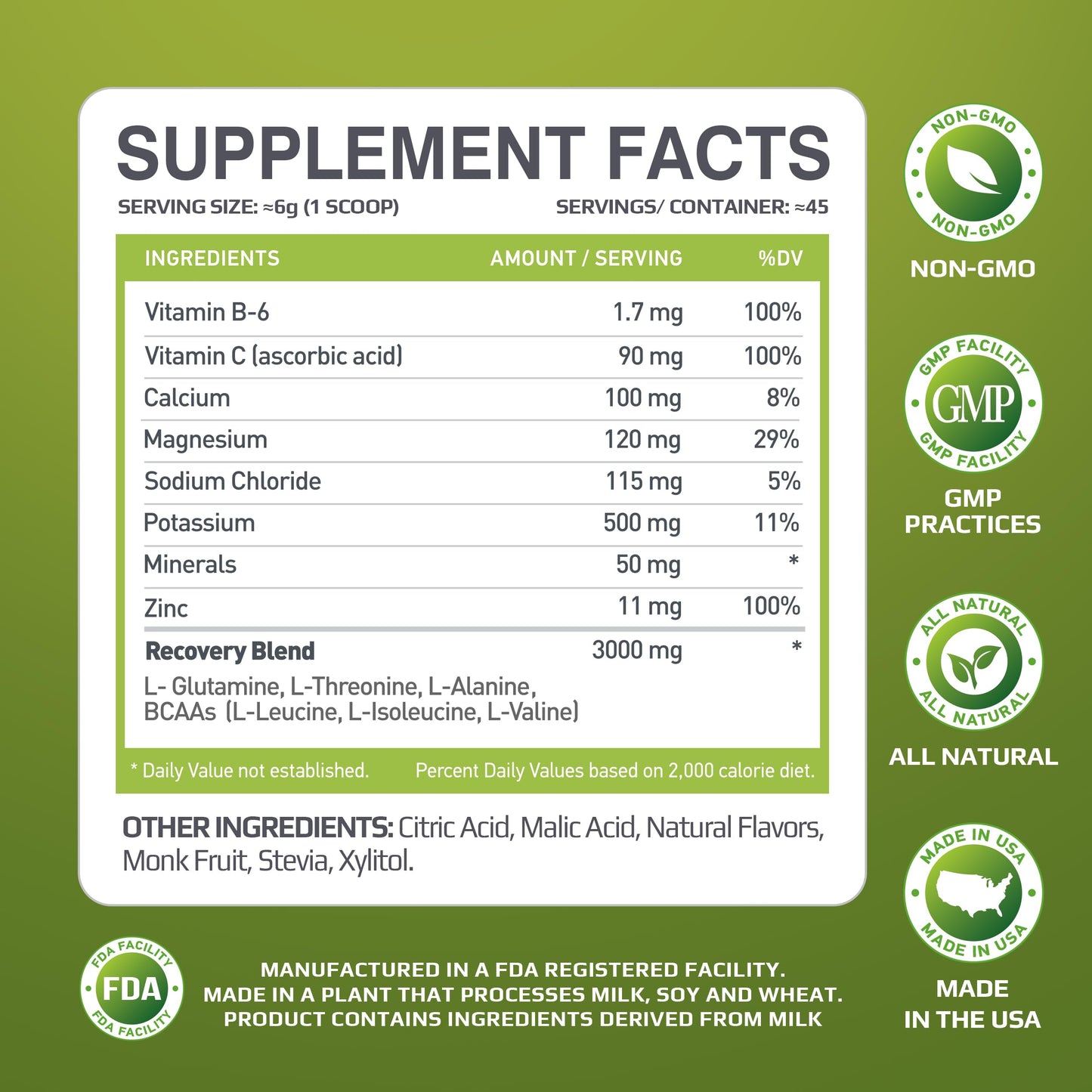MUSCLE FOOD LABS Hydration and Electrolyte Recovery Mix Powder, 16 oz