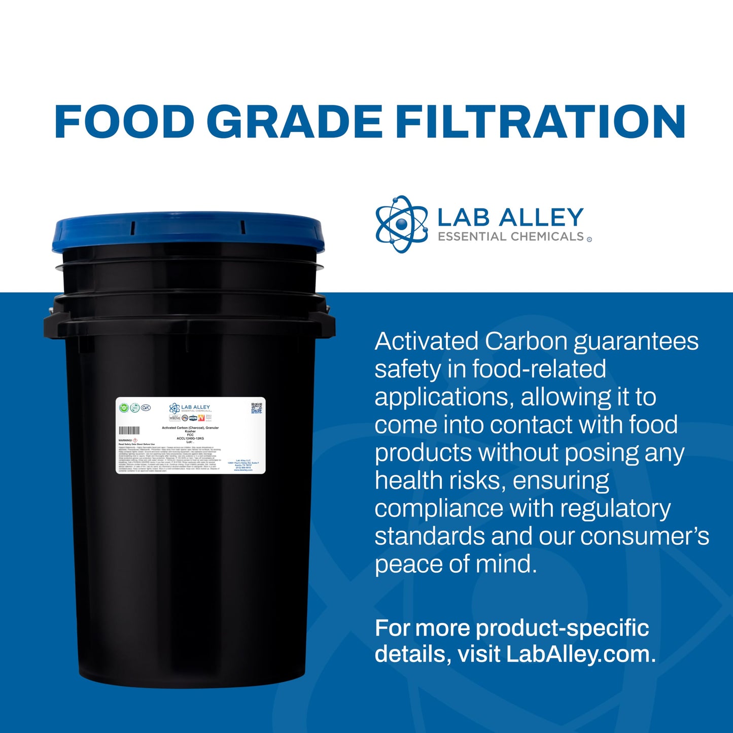 Lab Alley Activated Carbon (Charcoal) Granular Powder, 12 Kilograms