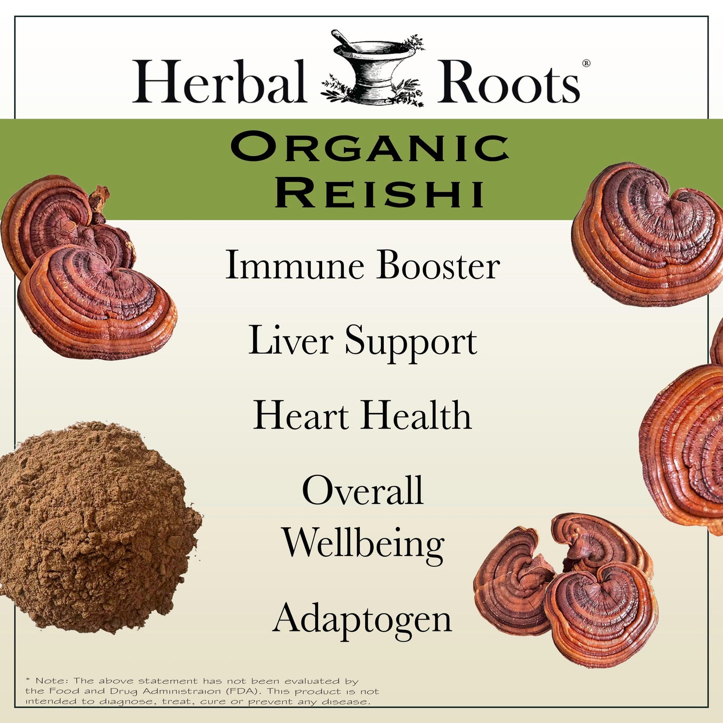 Herbal Roots Organic Reishi Mushroom Capsules 60 Capsules