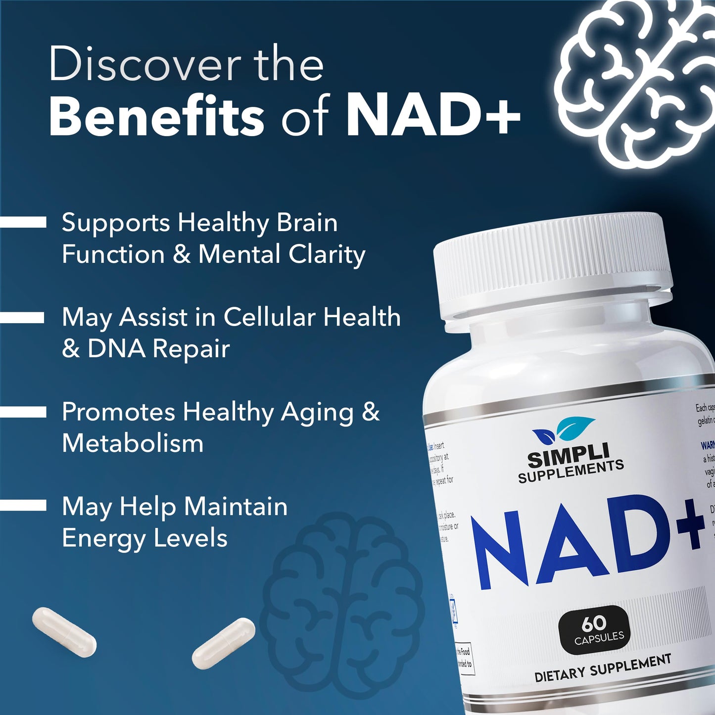 Simpli Supplements NAD Supplement for Anti-Aging and Cell Regeneration Capsule 120 Capsules