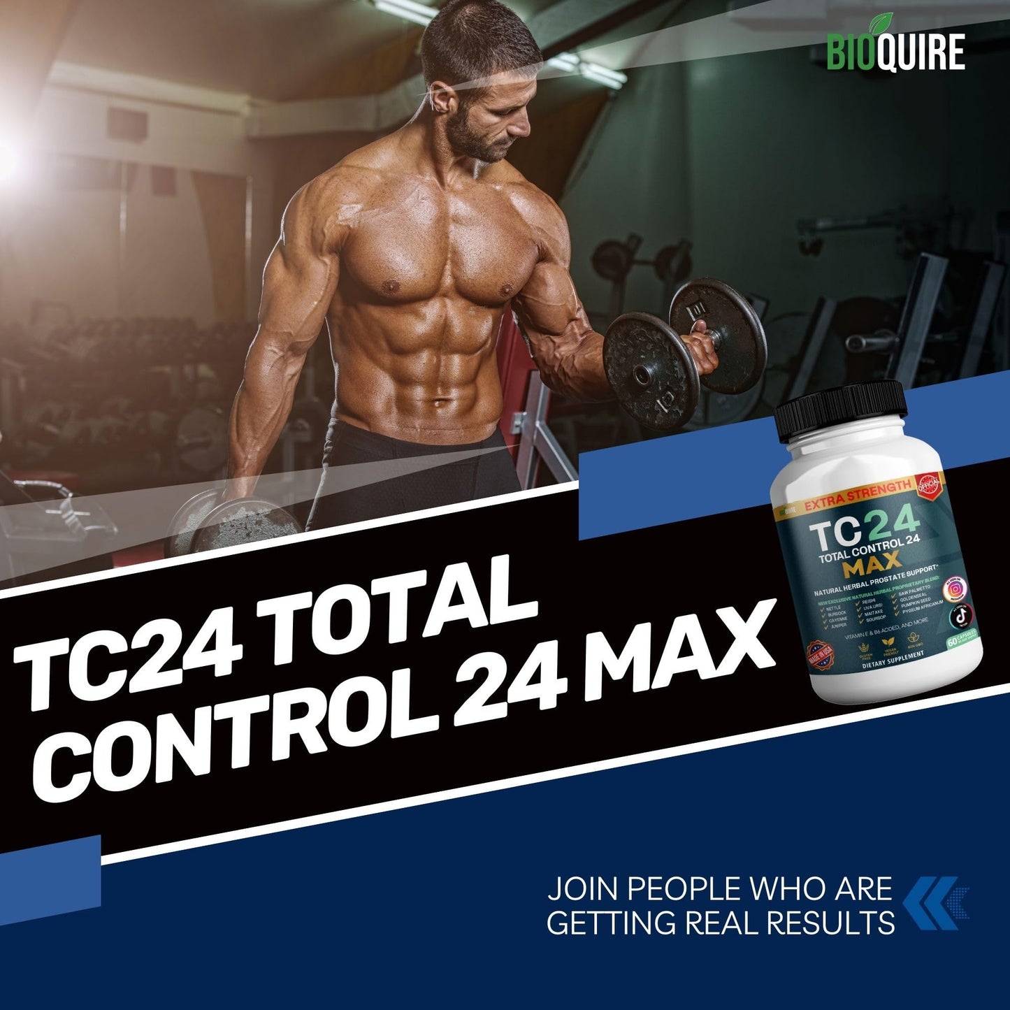 BIOQUIRE Total Control 24 Max Natural Herbal Prostate Support 60 Capsules