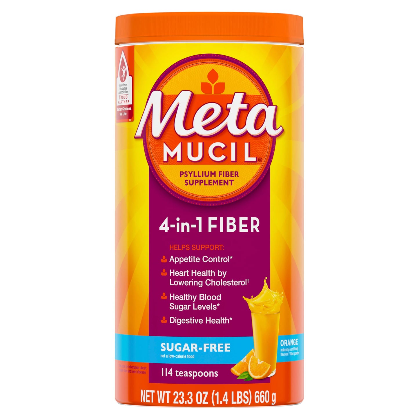 Metamucil 4-in-1 Psyllium Husk GLP-1 Friendly Fiber Supplement Powder 23.3 oz