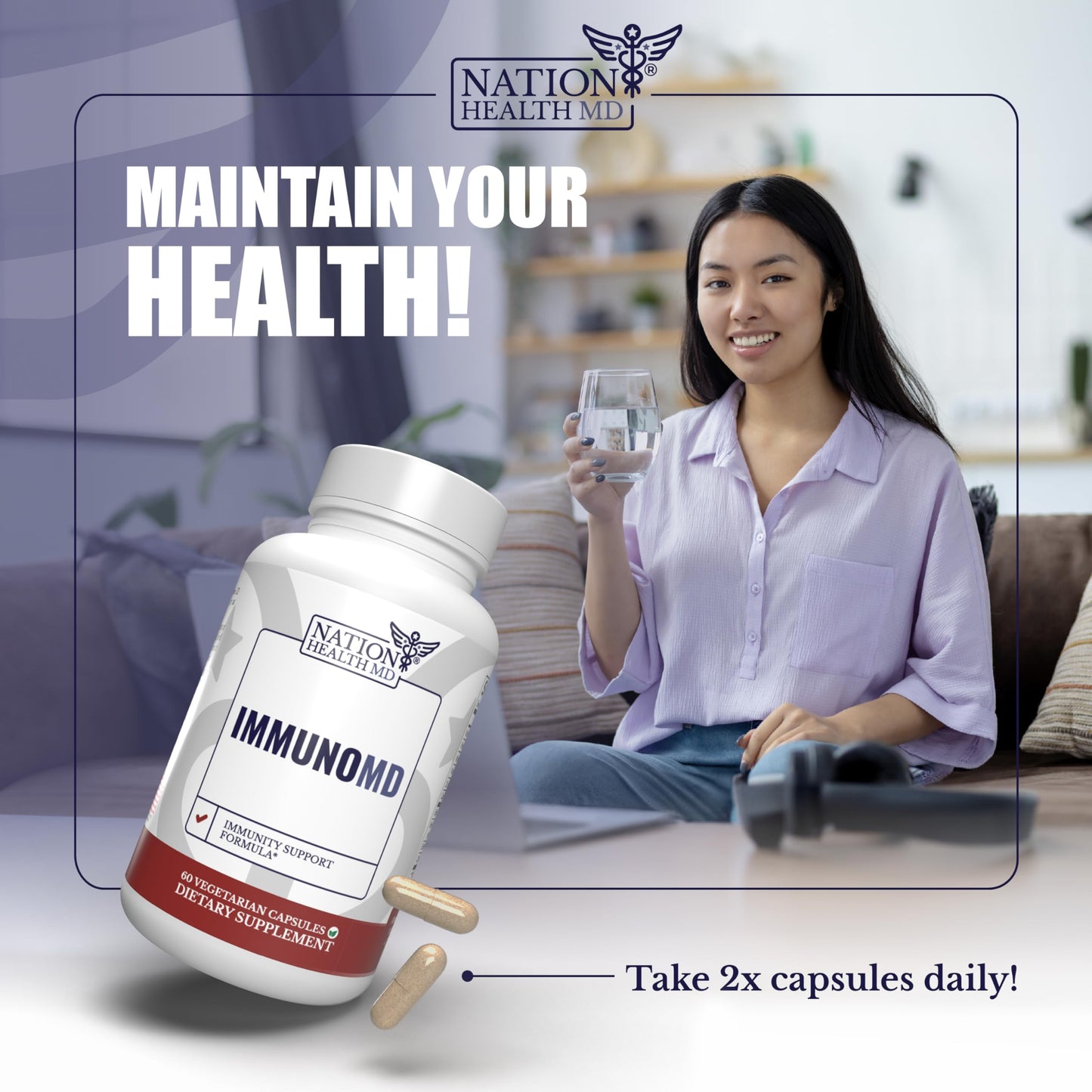 Nation Health MD Immune Support Capsule, 60 Capsules