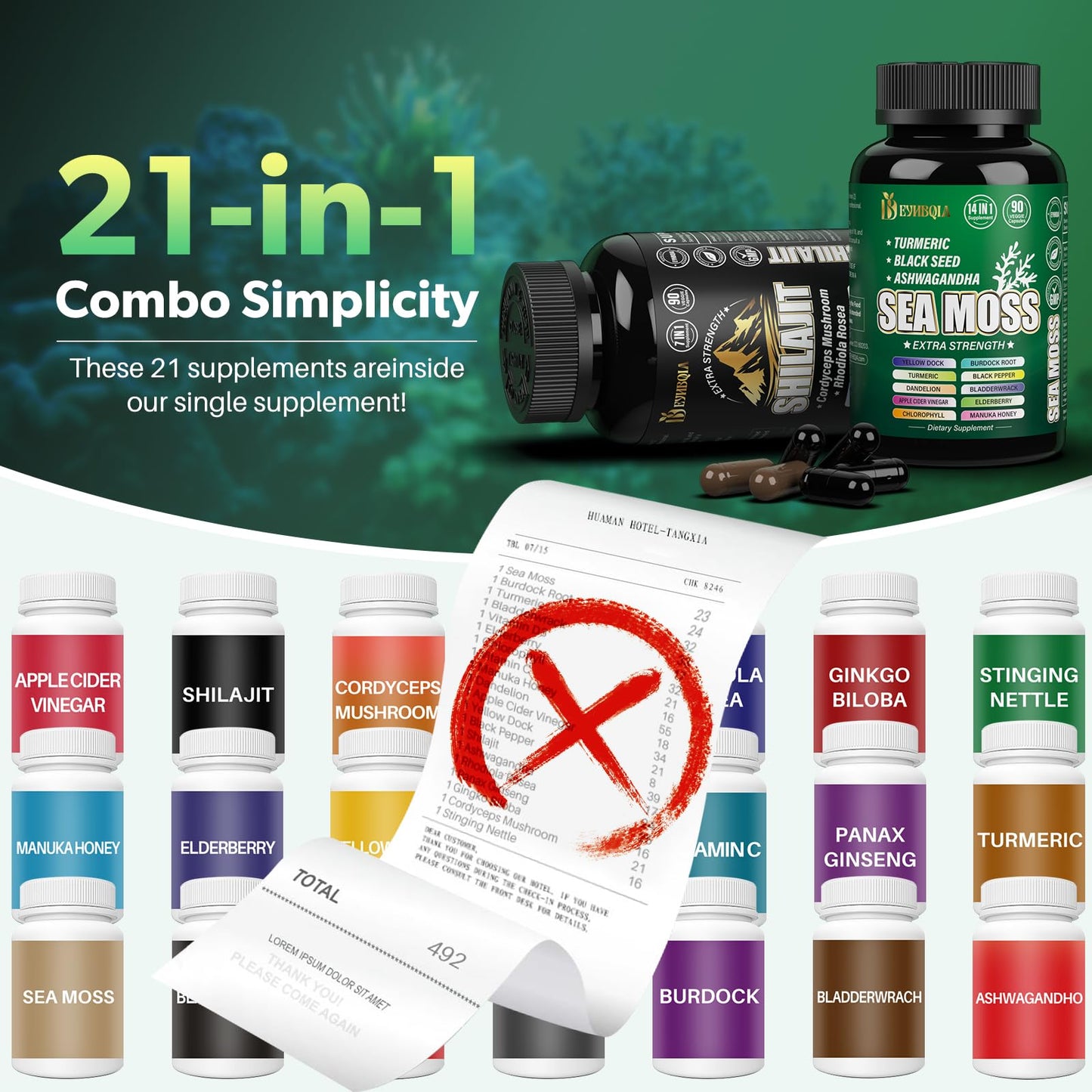EYHBQIA Sea Moss and Shilajit Bundle Capsule 270 Count