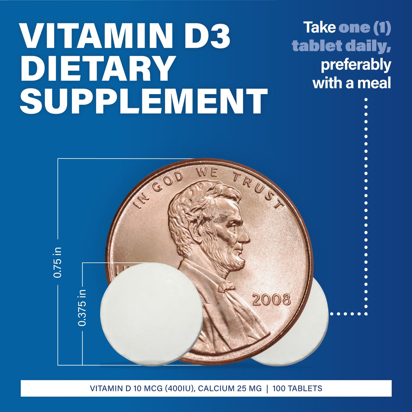 MAJOR Vitamin D3 10mcg (400 IU) Tablet, 1 Count