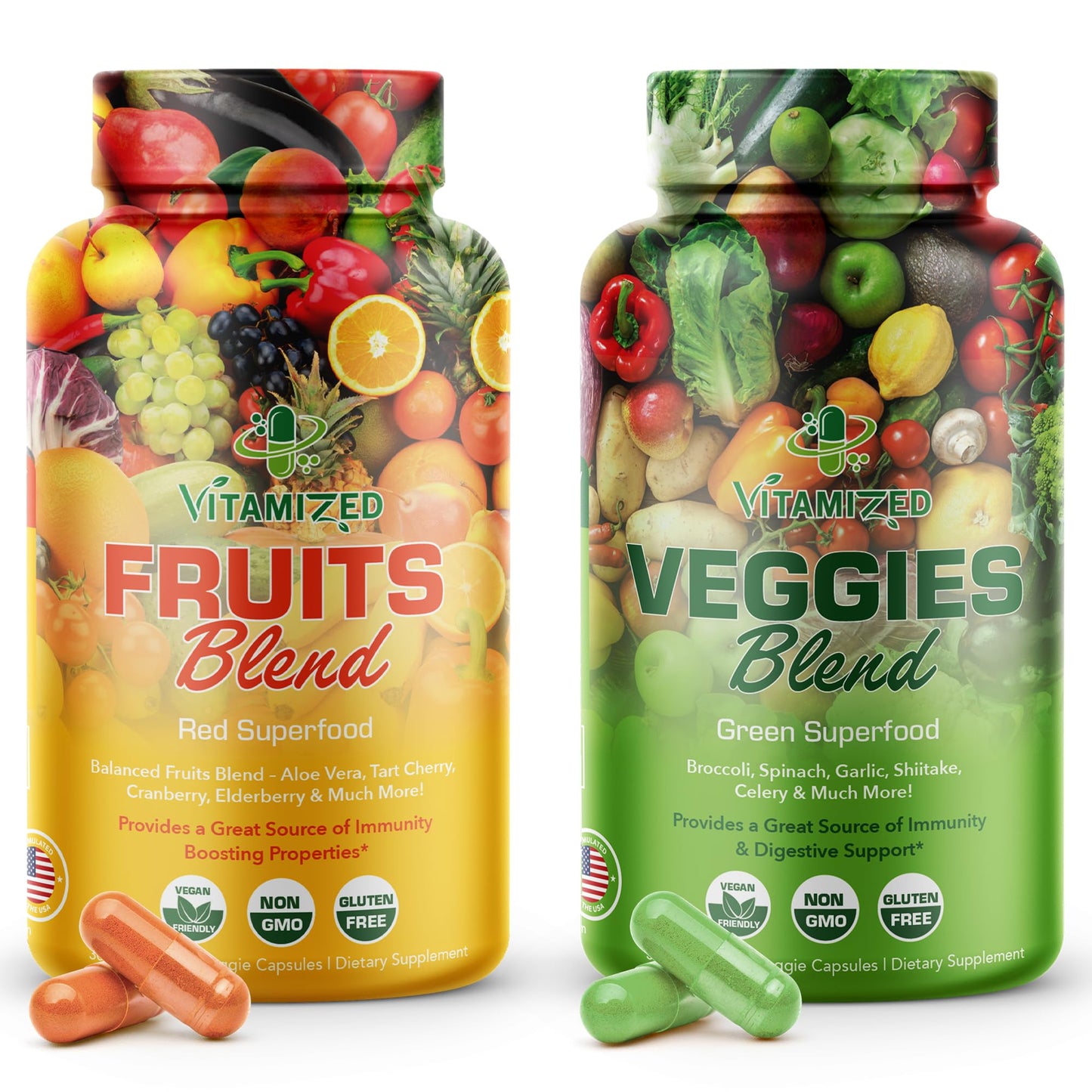 VITAMIZED 38 Fruits and Vegetables Supplement For Overall Health & Energy Capsules, 180 Count