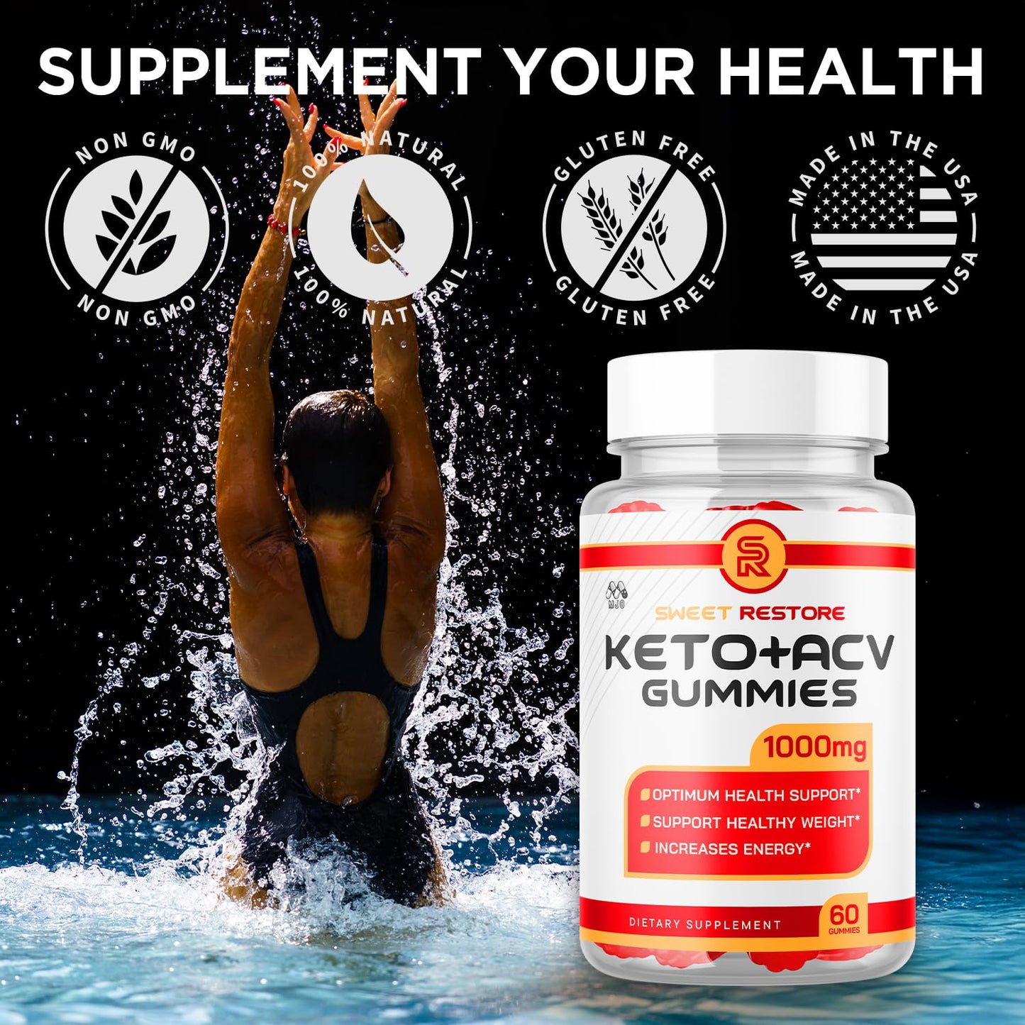 MJO Sweet Restore Keto Gummies, 60 Gummies