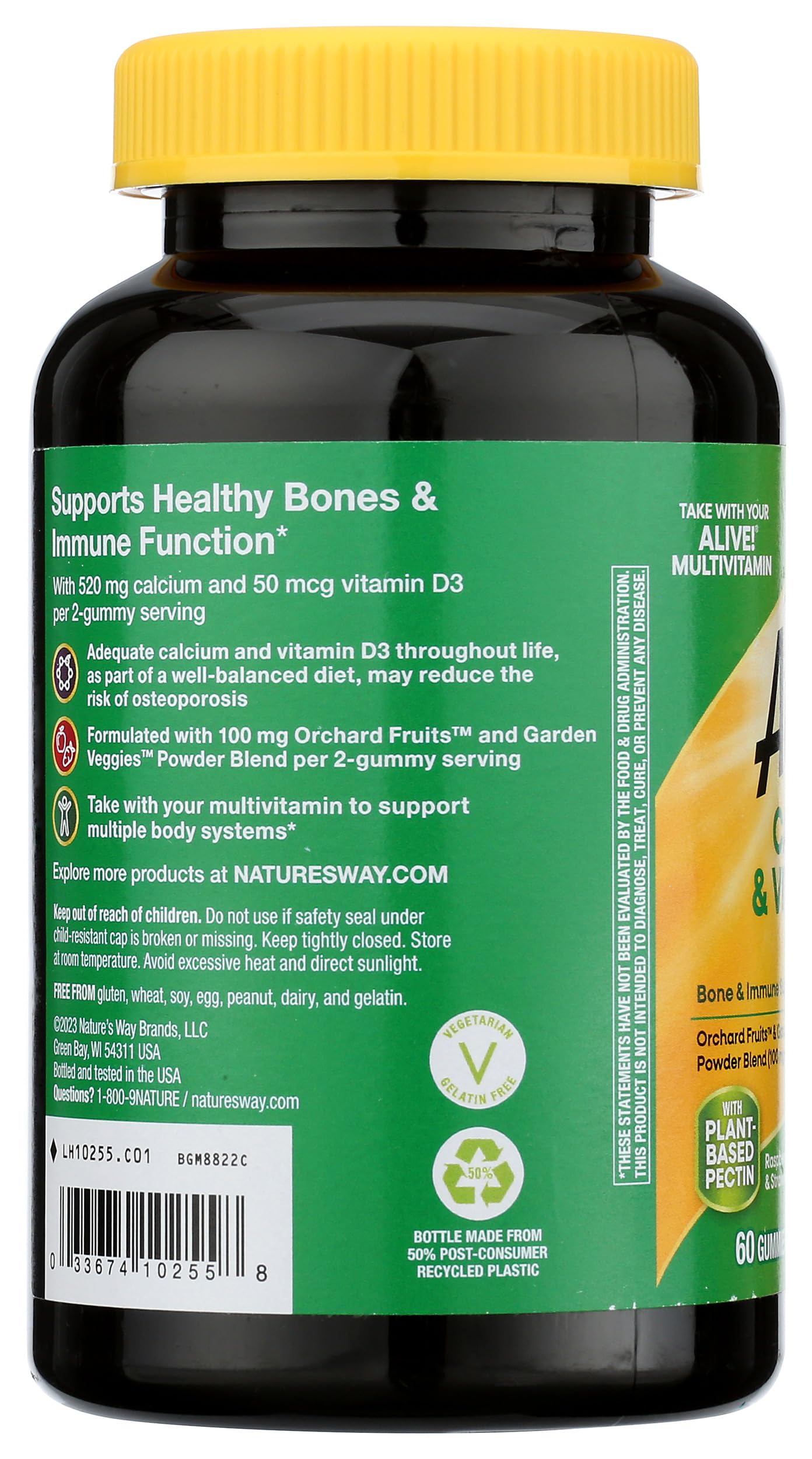 Nature's Way Calcium Alive Plus D 100 Mg Gummies, 60 Count