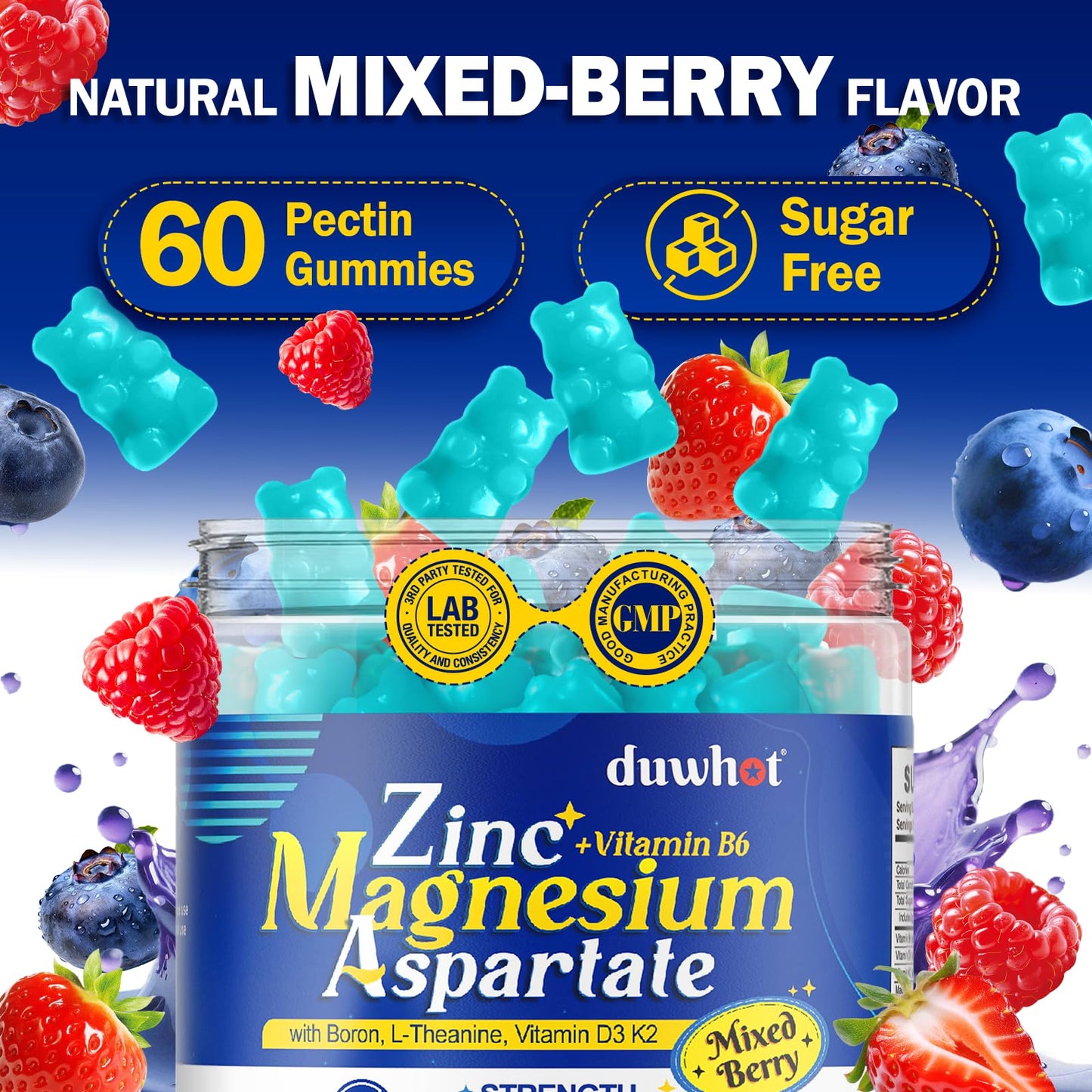 duwhot Magnesium Zinc Supplement 60 Gummies