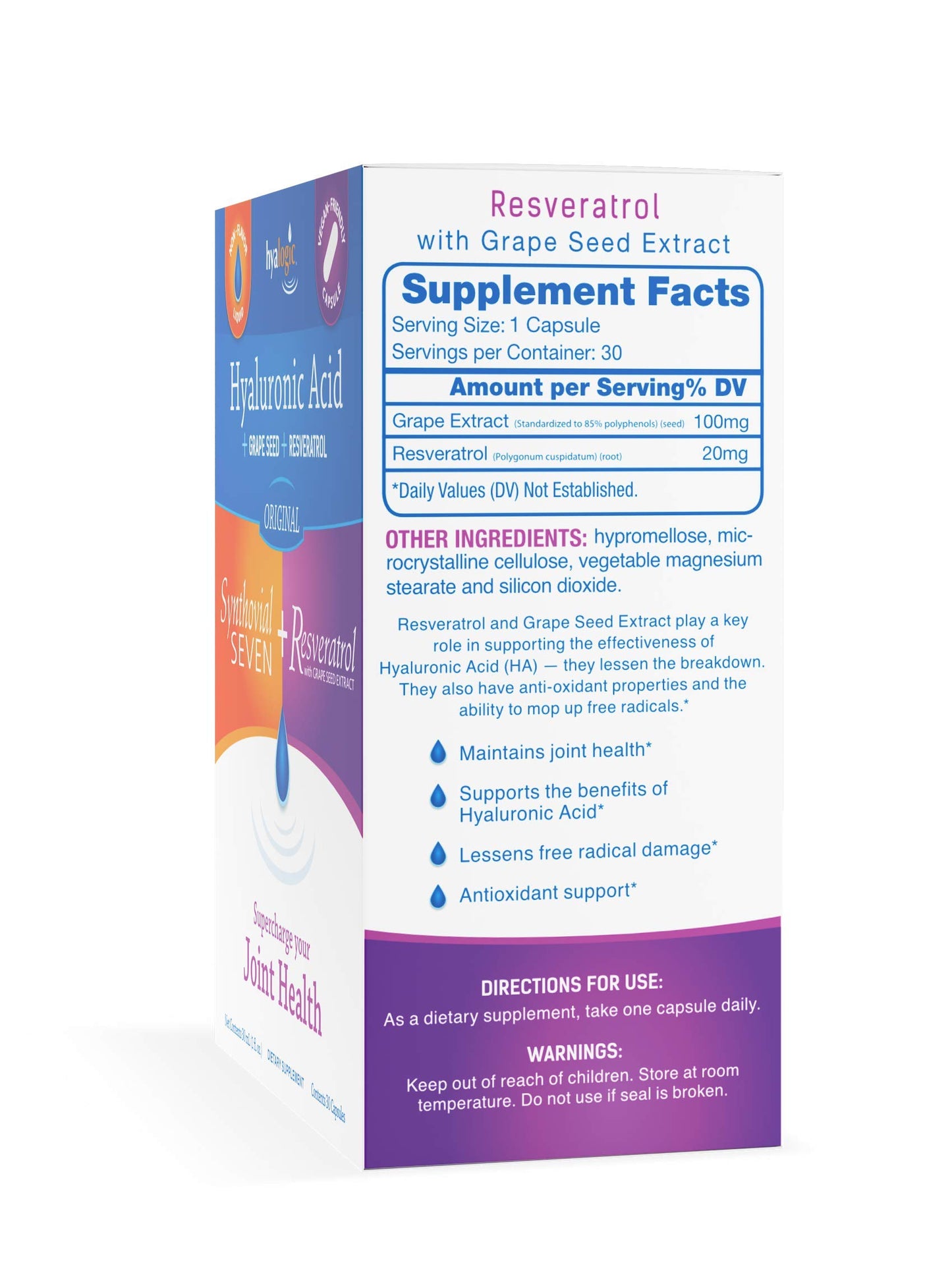 Hyalogic Synthovial Seven Hyaluronic Acid Liquid & Resveratrol Capsules, 1 Count