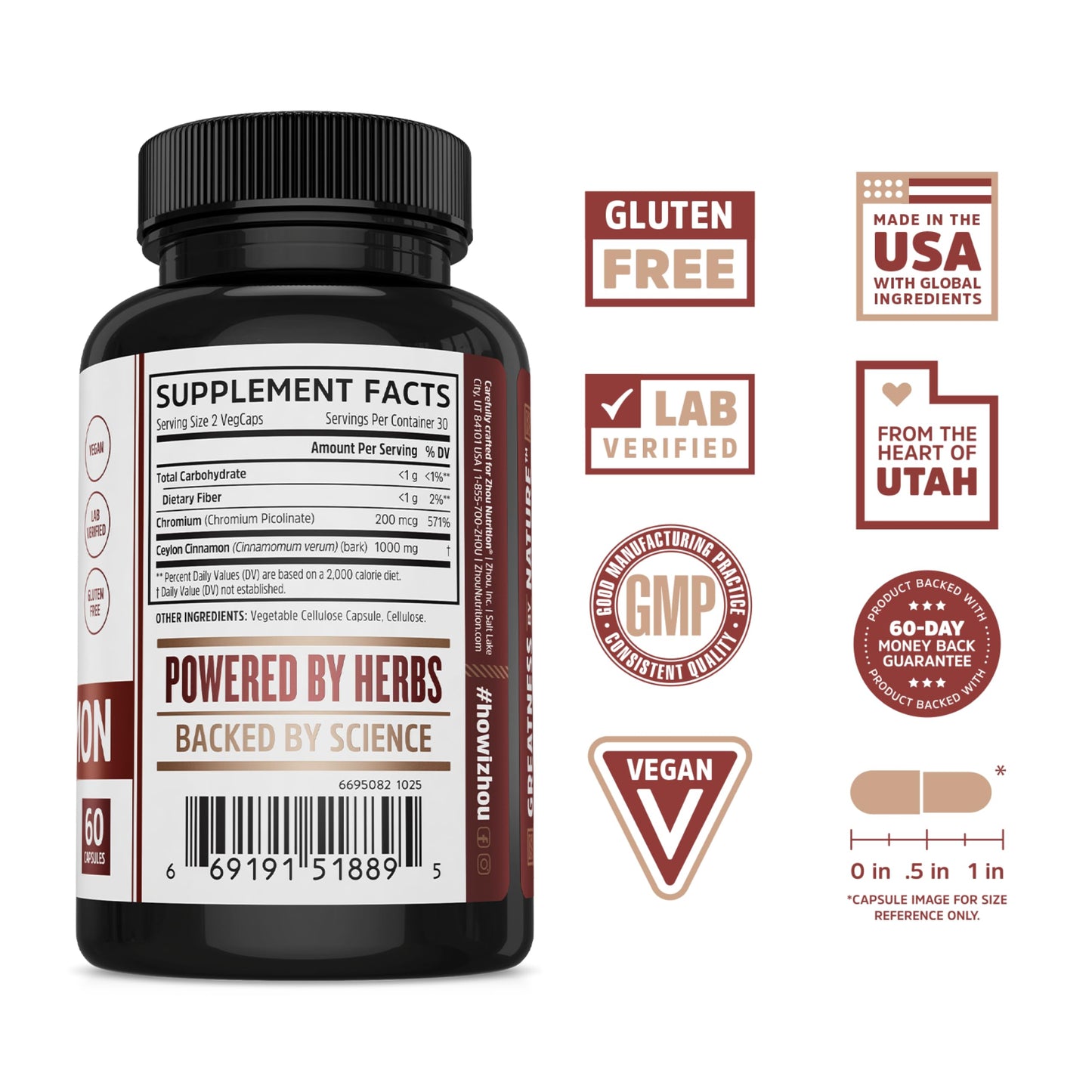 ZHOU Heart Hero Ceylon Cinnamon Capsule 60 Count