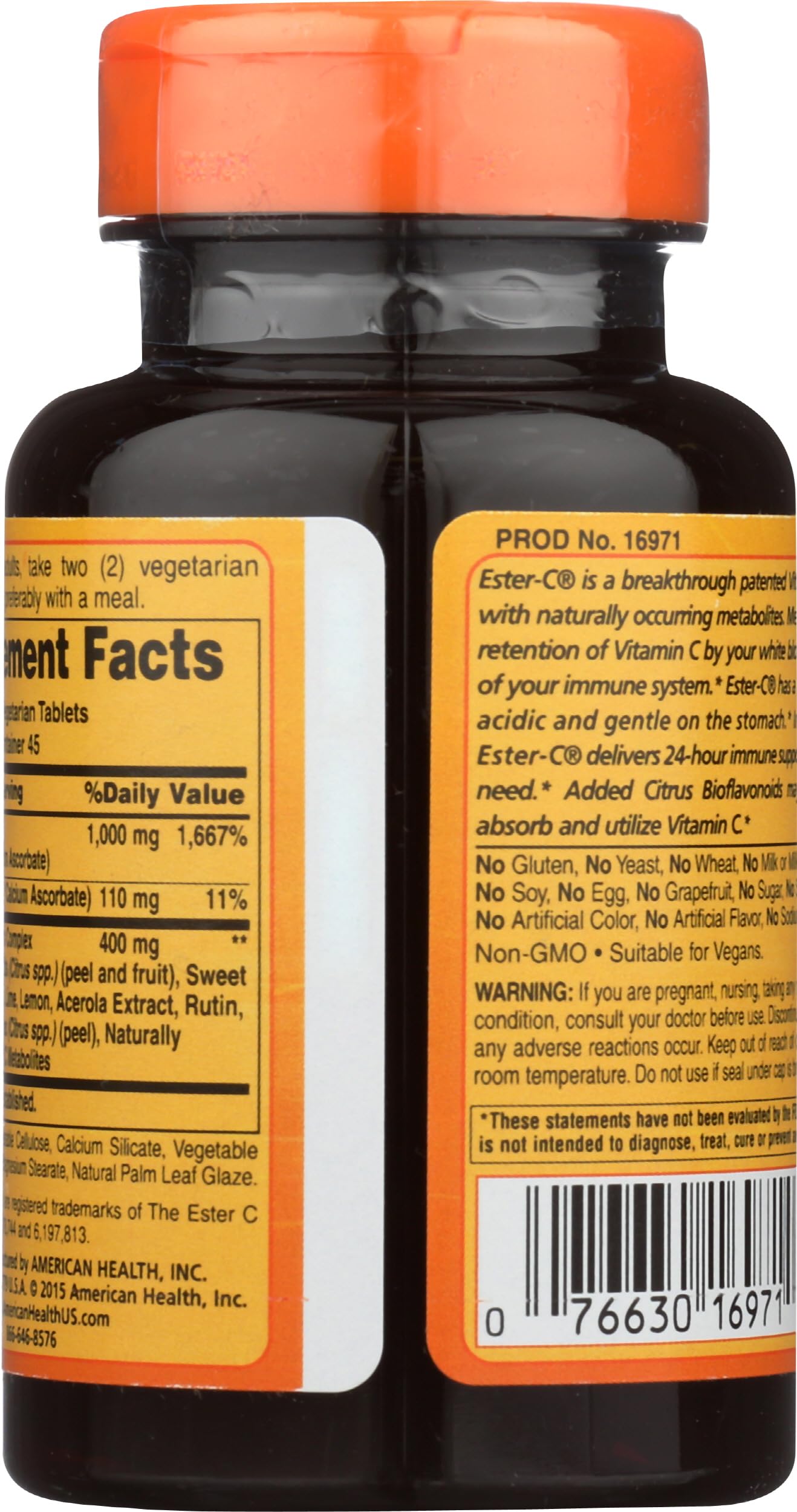 American Health Ester-C 500 with Citrus Bioflavonoids Vegetarian Tablets, 90 Count