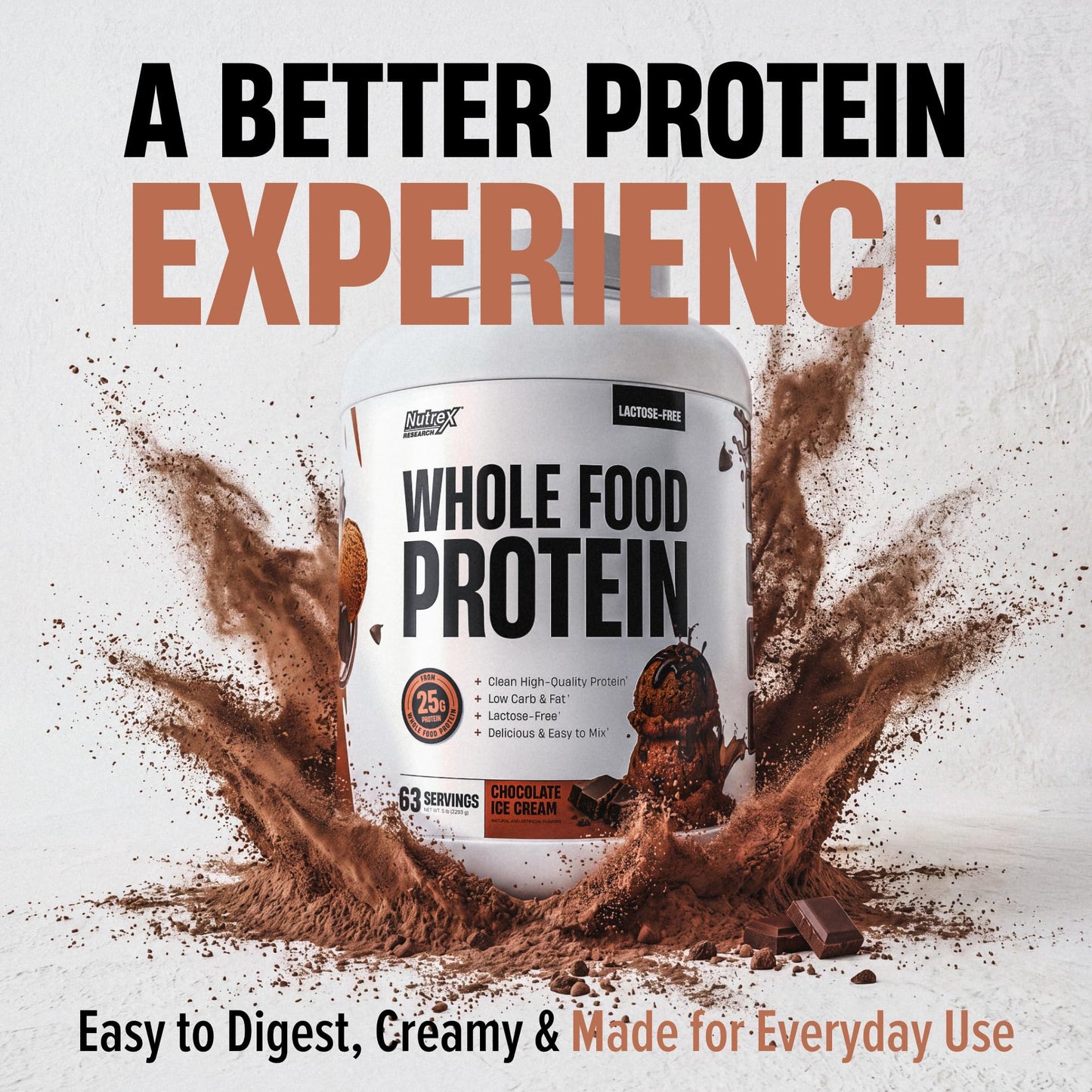 Nutrex Research Whole Food Protein Powder, 63 Servings