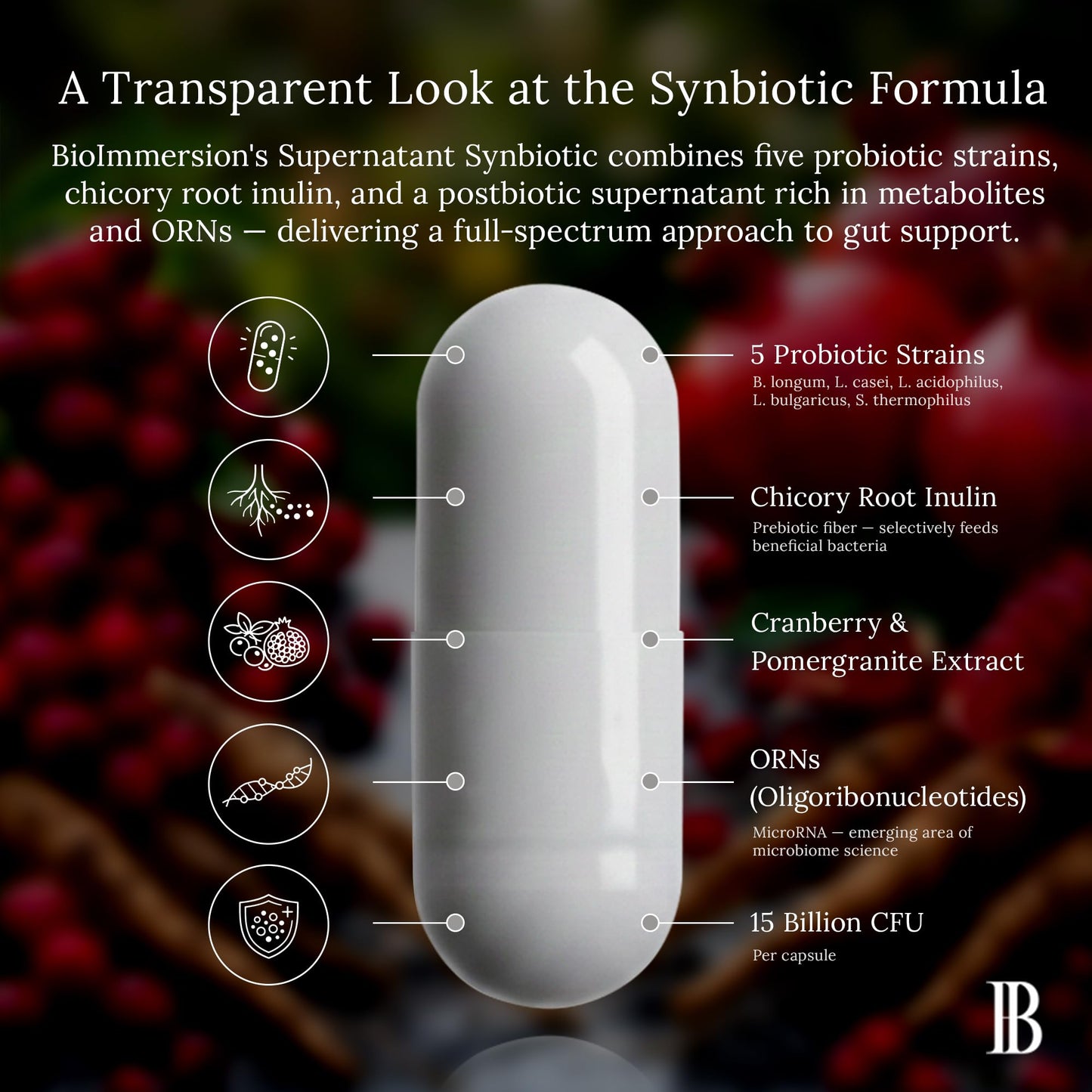 BioImmersion Cranberry Pomegranate Synbiotic 60 Capsules