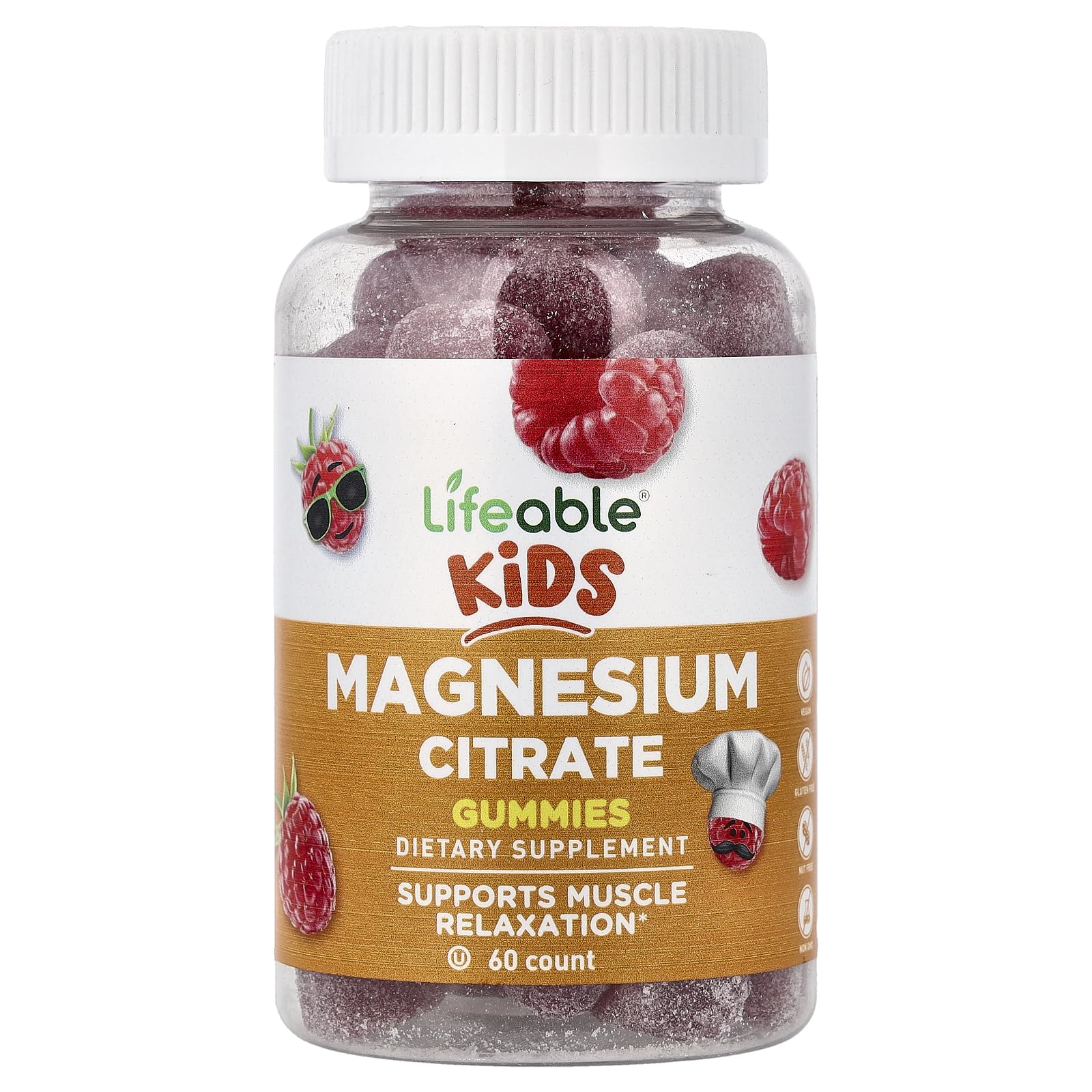 Lifeable Kids Magnesium Citrate Gummies Raspberry, 60 Gummies
