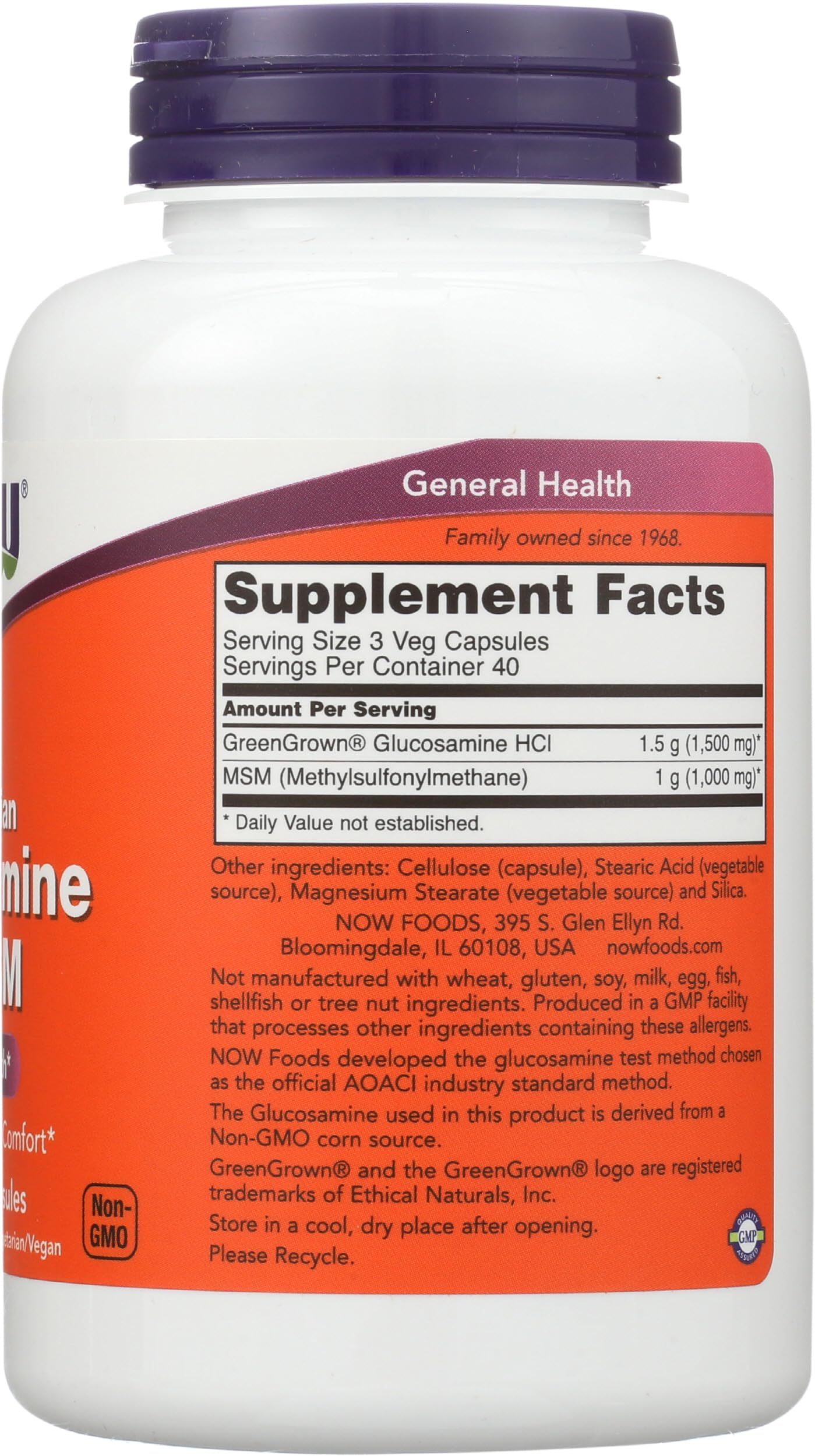 NOW Foods Vegetarian Glucosamine & MSM Capsules 120