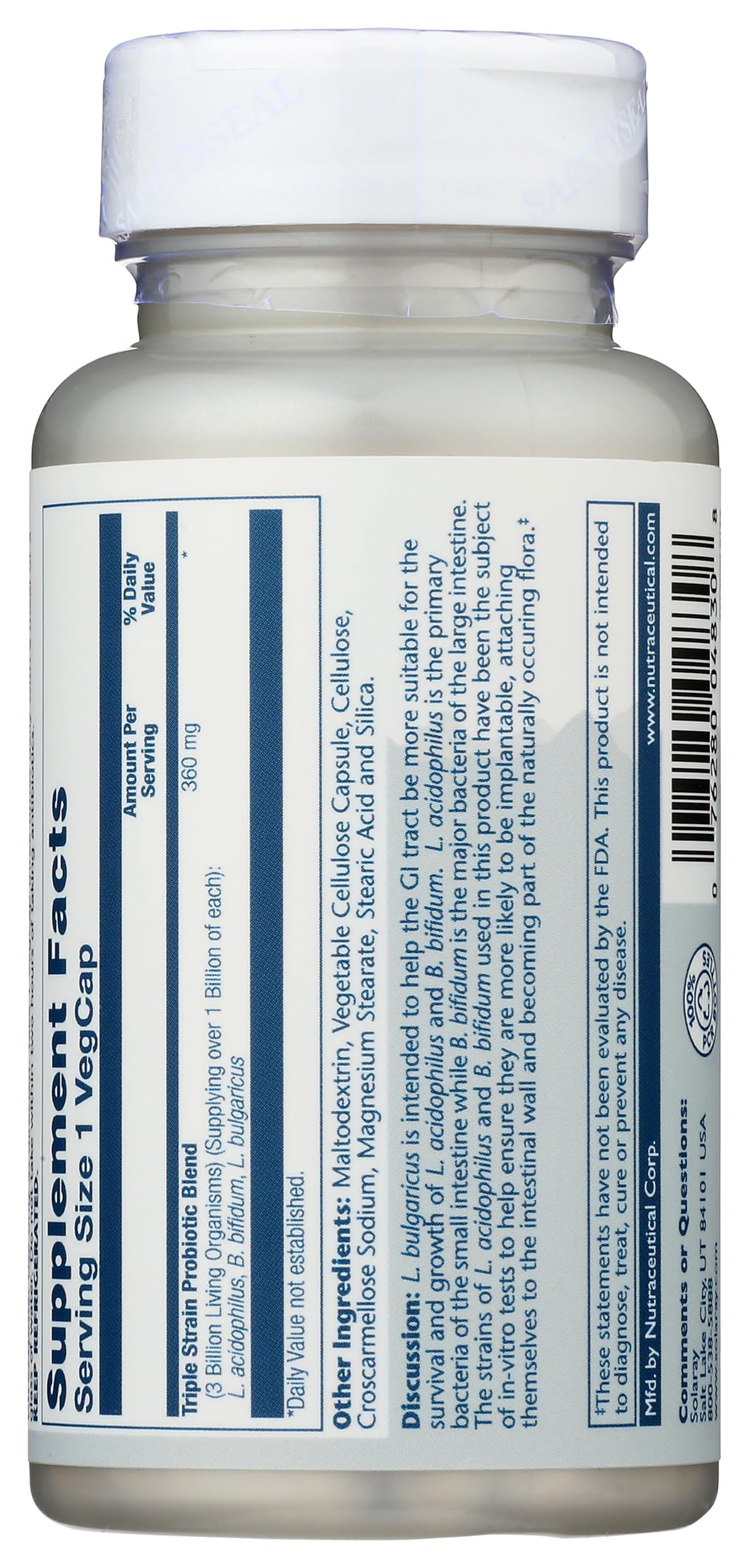 Solaray Multidophilus Supplement 3 Billion Capsule, 100 Count