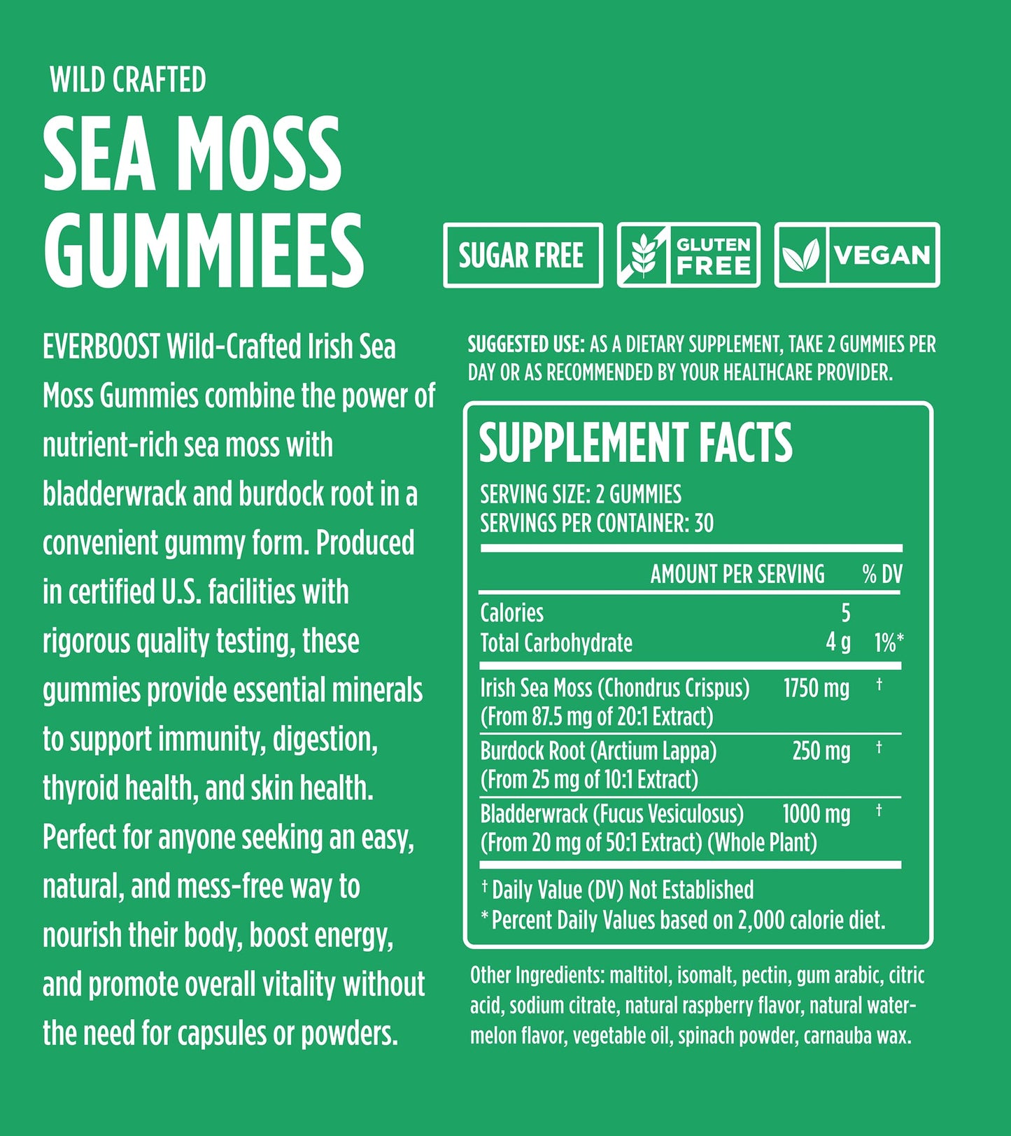 EVERBOOST Irish Sea Moss Gummies 60 Count