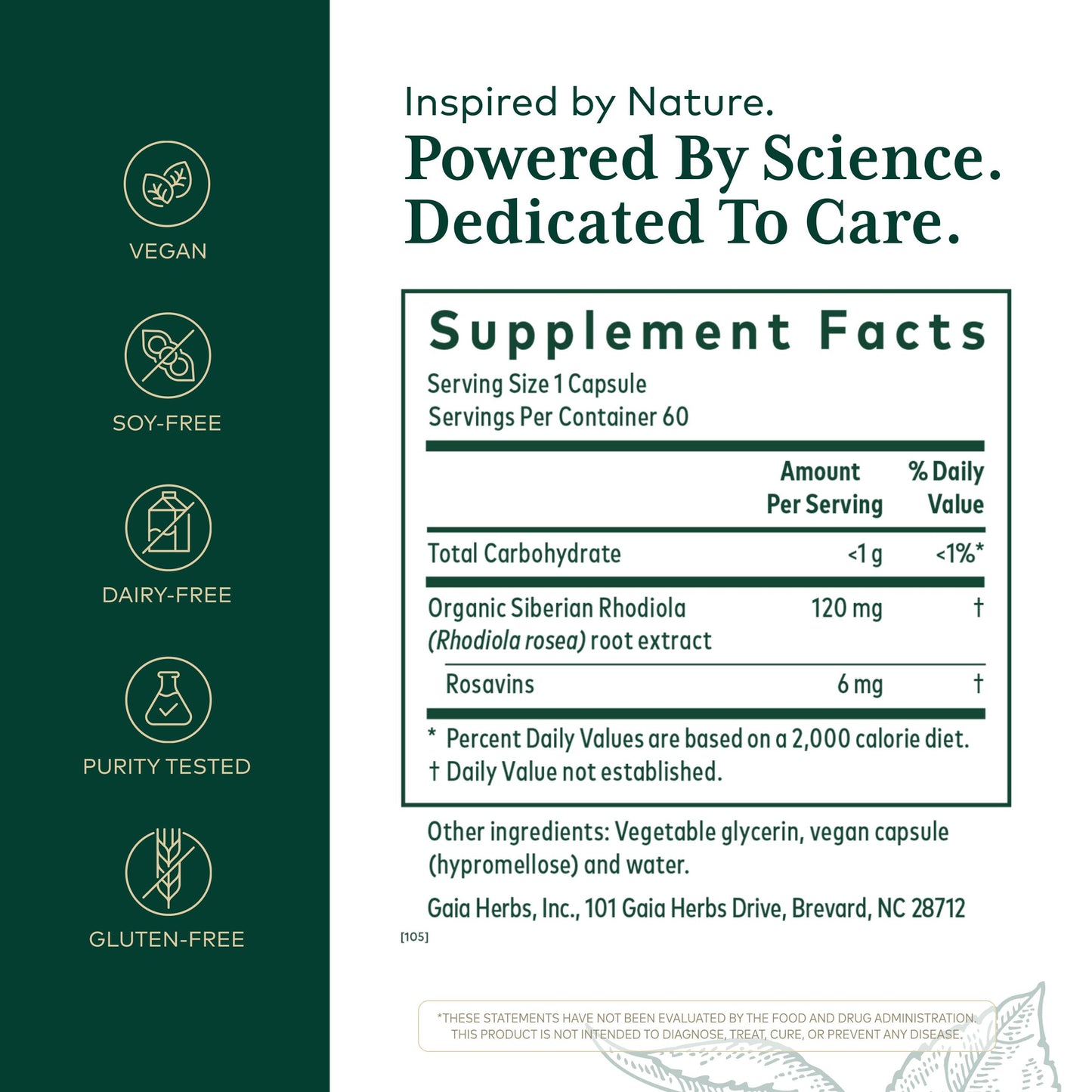 Gaia Herbs PRO Rhodiola Energy Support Adaptogen with Rhodiola Root Extract Capsule, 60 Count