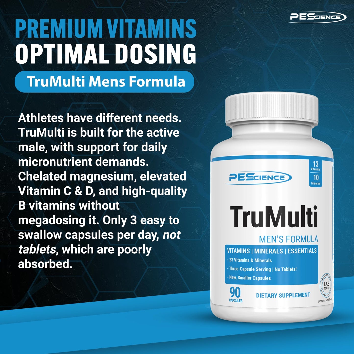 PEScience TruMulti Multivitamin for Men Capsules 90 Count