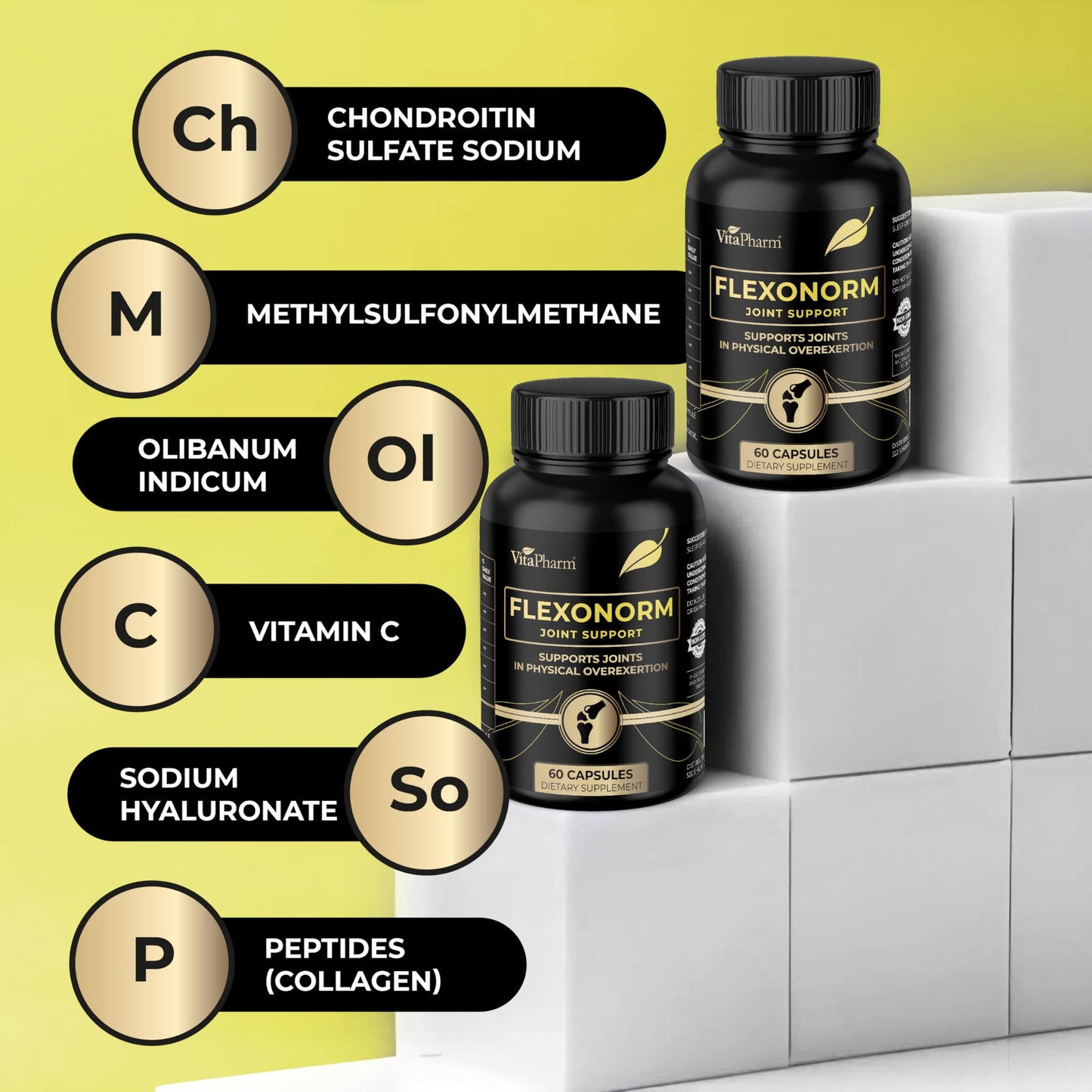 VitaPharm Flexonorm Joint Supplements for Women & Men Capsule, 60 Count