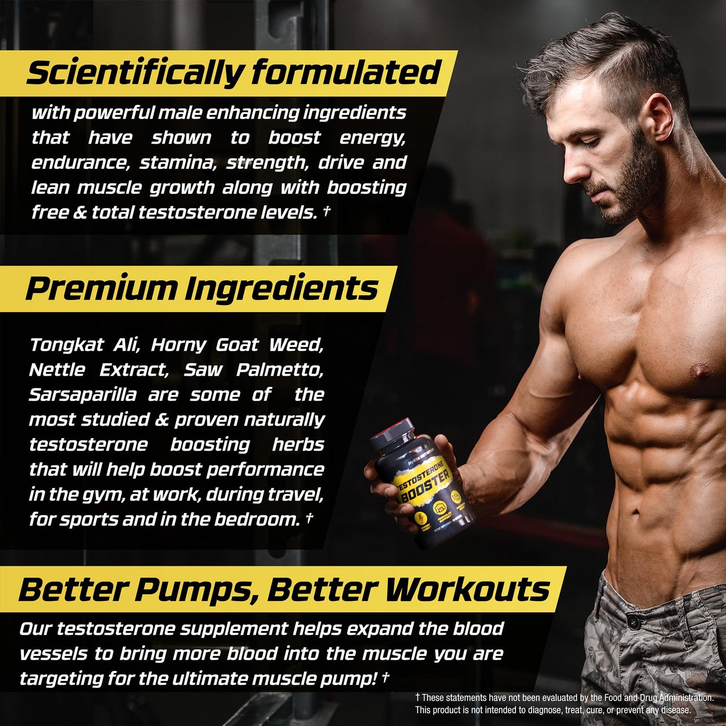 HYLITE NUTRITION Testosterone Booster for Men Capsule 120 Count