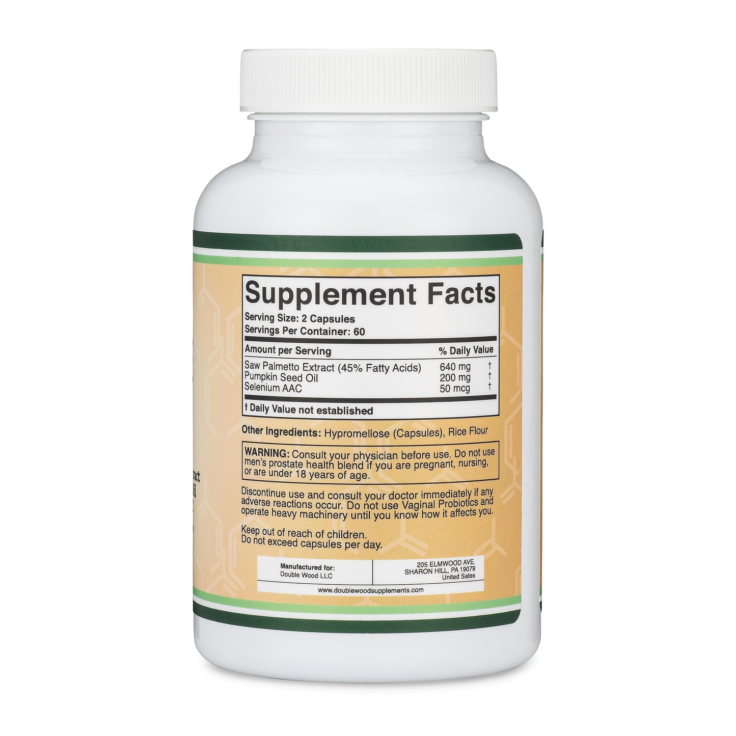 Double Wood Supplements Prostate Support Supplement for Men's Health Capsule 120 Count