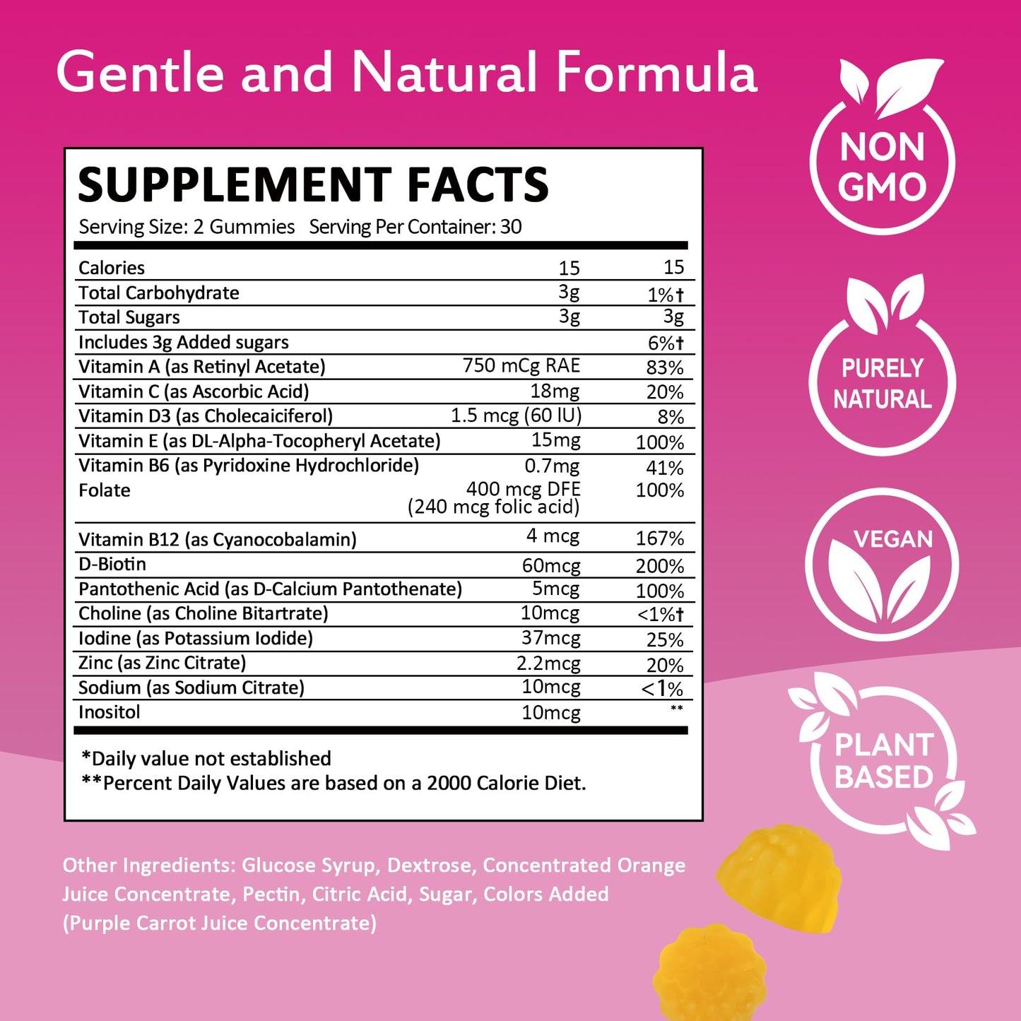 Laicuherb Fertility Support Gummies for Women Prenatal Vitamins with Myo-Inositol & Pantothenic Acid, 60 Count