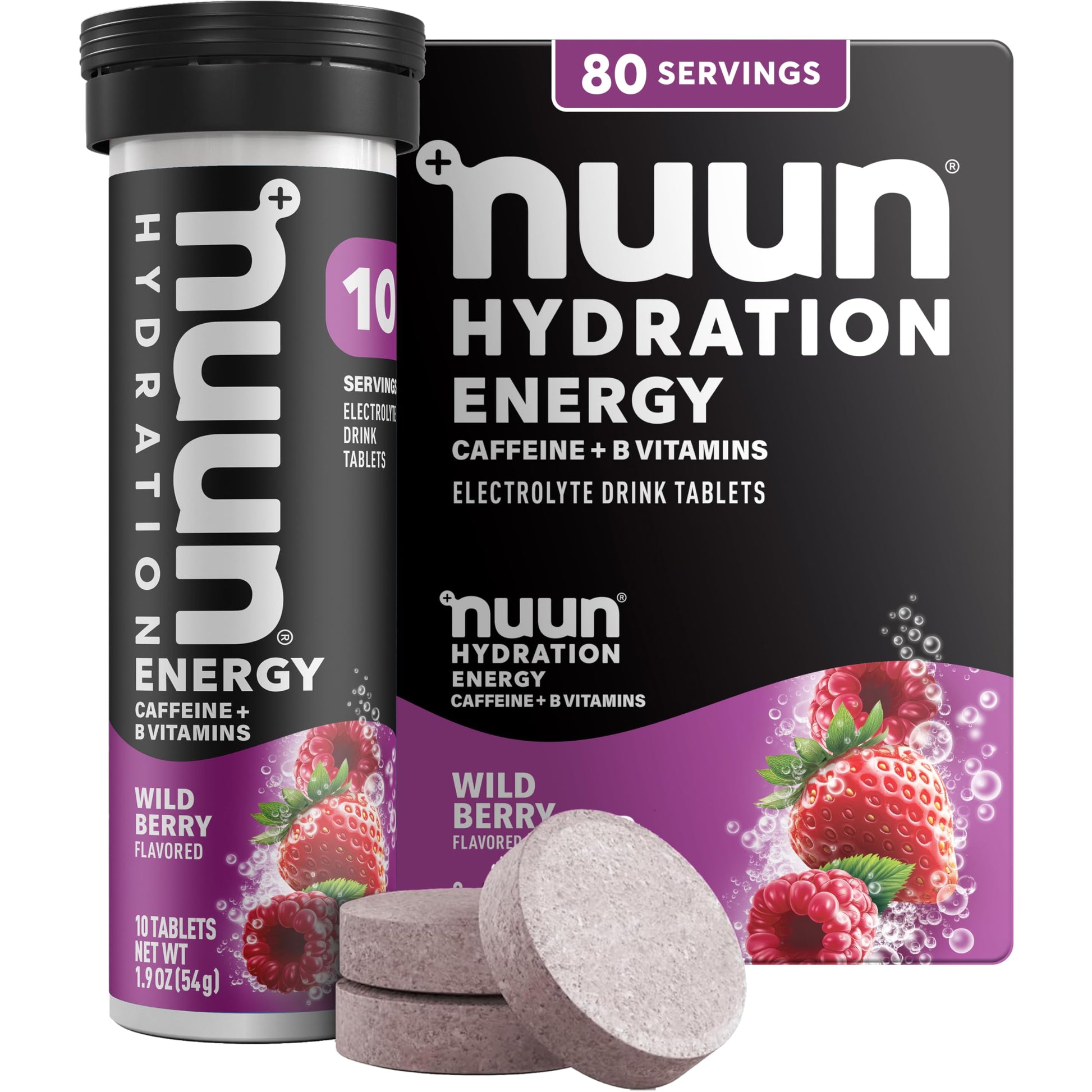 Nuun Energy Caffeine + B Vitamins Wild Berry Tablet, 80 Count