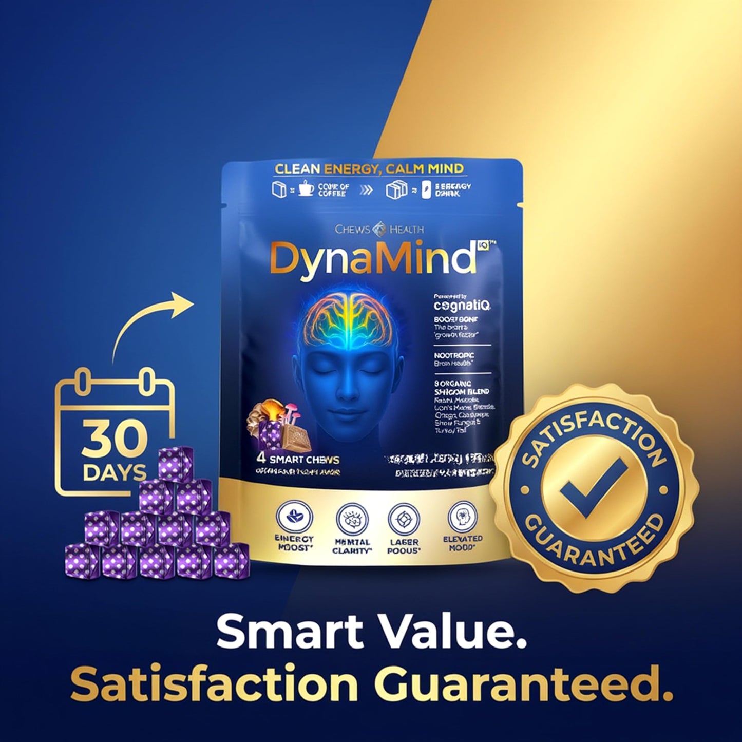 CHEWSHEALTH DynaMind iQ Brain Supplement Chewable, 4 Count