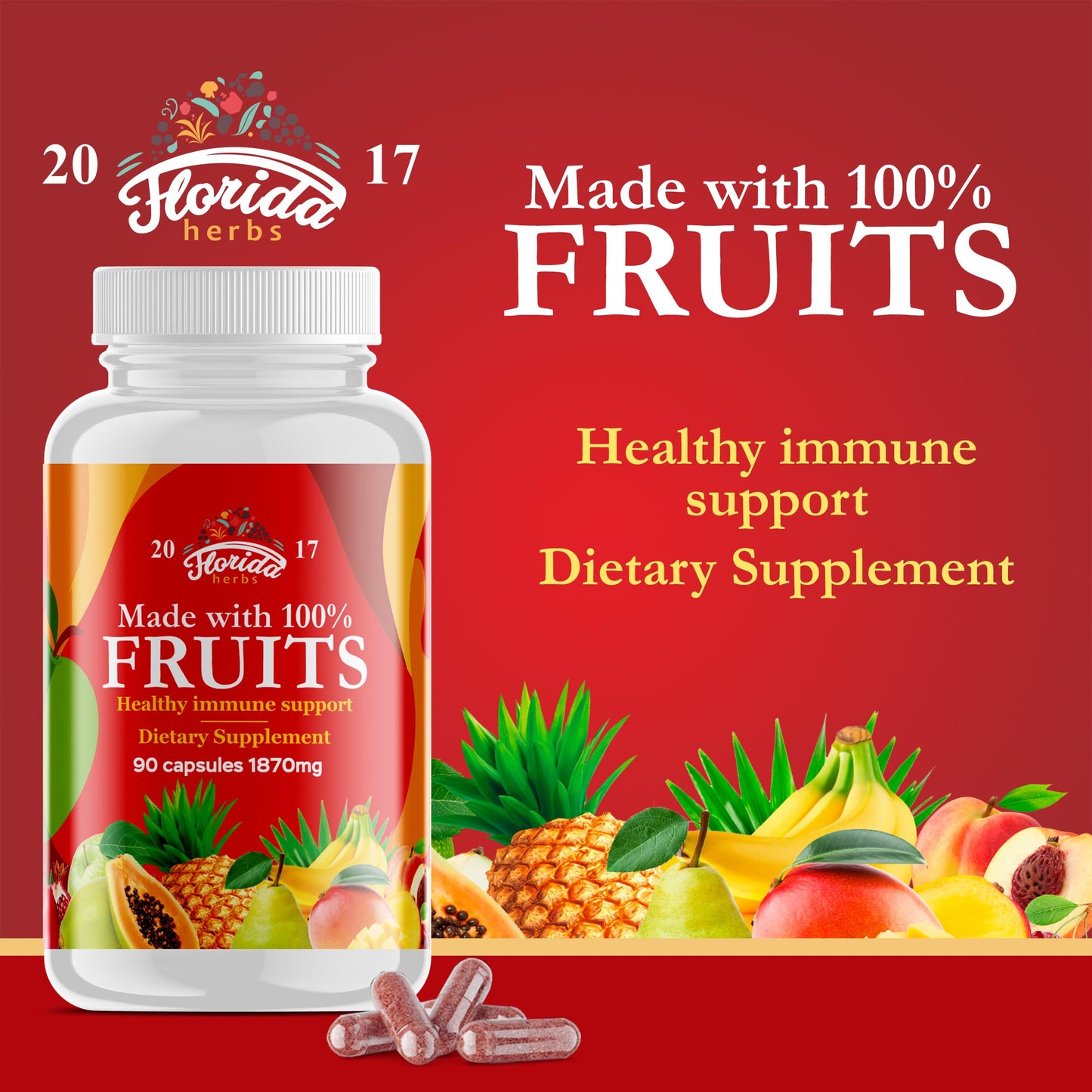 Florida Herbs Fruits and Vegetables Supplement Capsules, 360 Count